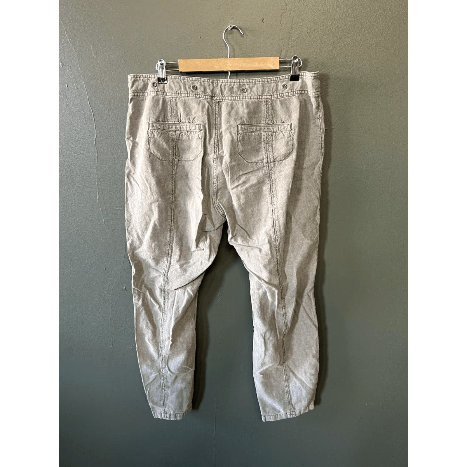Vintage Sundance Womens Pants Cropped Linen Gray Tapered Size 14 Size 36" / US 14 / IT 50 - 2 Thumbnail