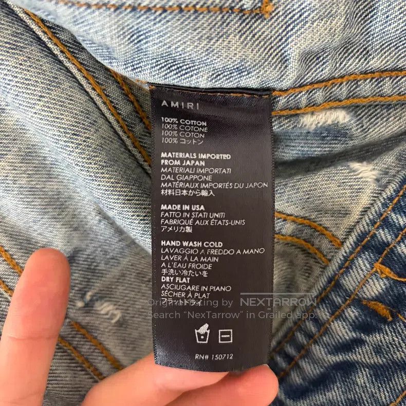 Amiri Amiri Torn oil-stained denim jacket Size US S / EU 44-46 / 1 - 5 Thumbnail