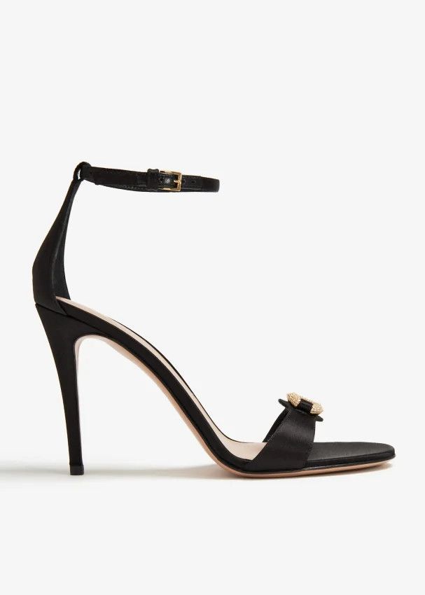 Valentino o1s22i1n0924 Vlogo Signature Satin Sandals in Black Size US 9 / IT 39 - 1 Thumbnail