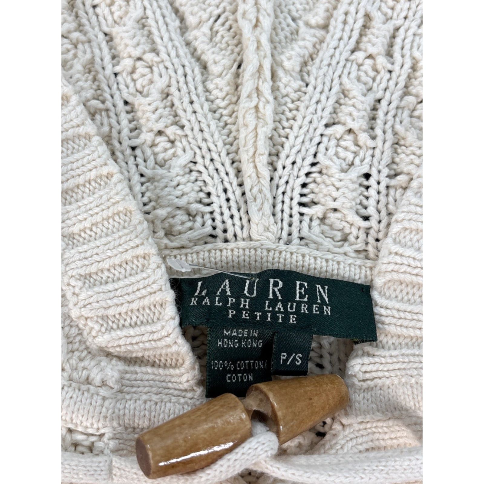 Ralph Lauren VINTAGE Lauren Ralph Lauren Cardigan Sweater Womens Petite Small Hooded Ivory Cotton Shirt? Size S / US 4 / IT 40 - 4 Thumbnail
