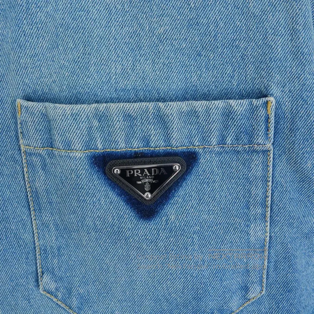 Prada prada triangle logo distressed denim jacket. Size US XL / EU 56 / 4 - 3 Thumbnail