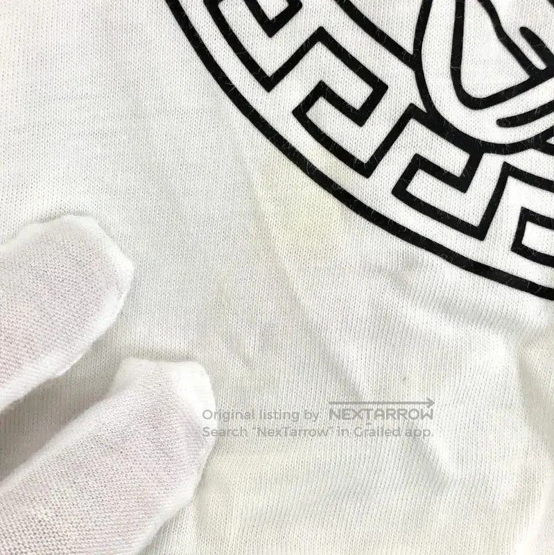 Versace Versace White Cotton Dress with Print Skirt . Size L / US 10 / IT 46 - 9 Thumbnail