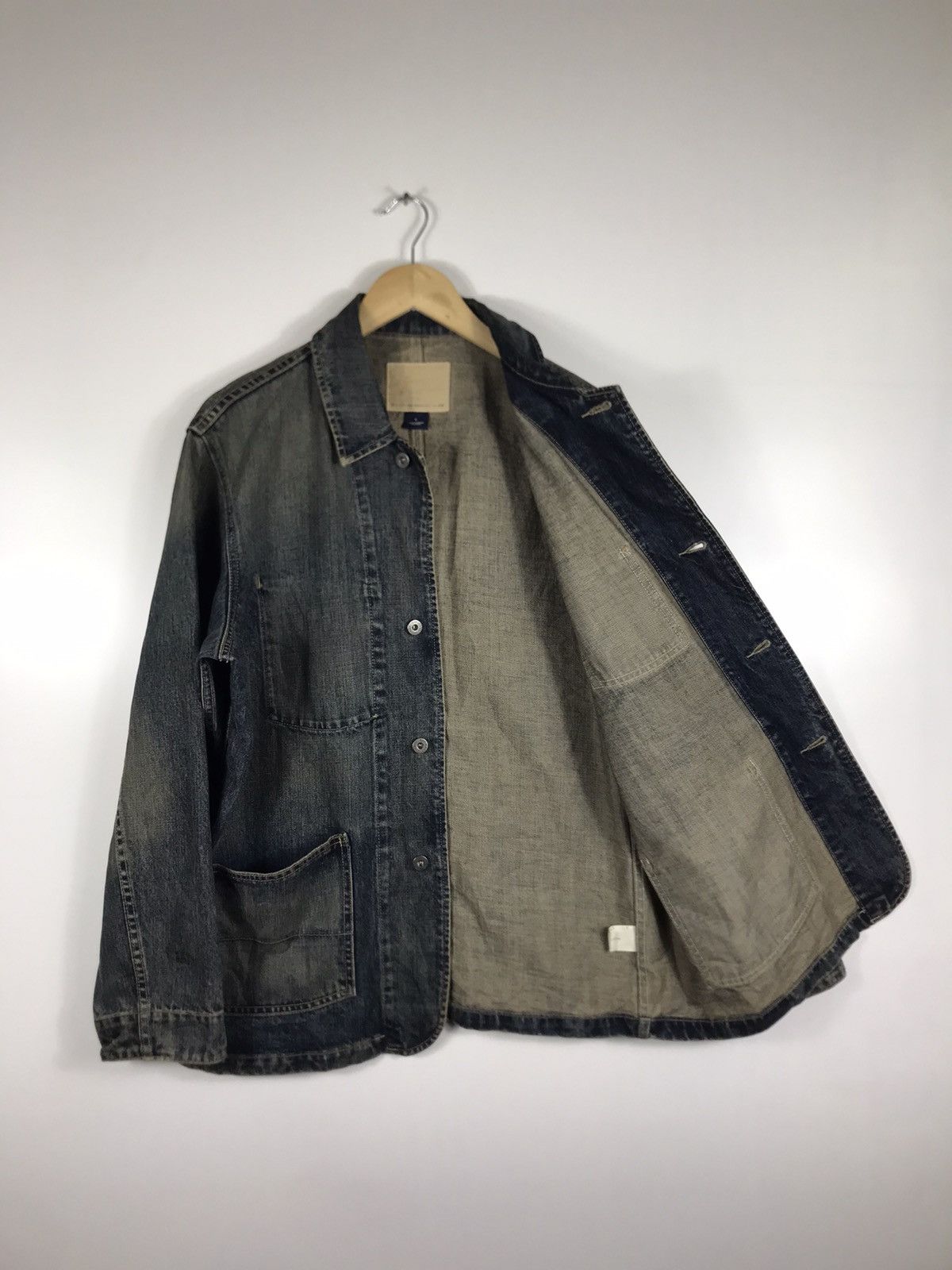 Gap × Vintage ⚡️Vintage Gap Denim Distressed Chore Workers Jacket Size US L / EU 52-54 / 3 - 9 Thumbnail