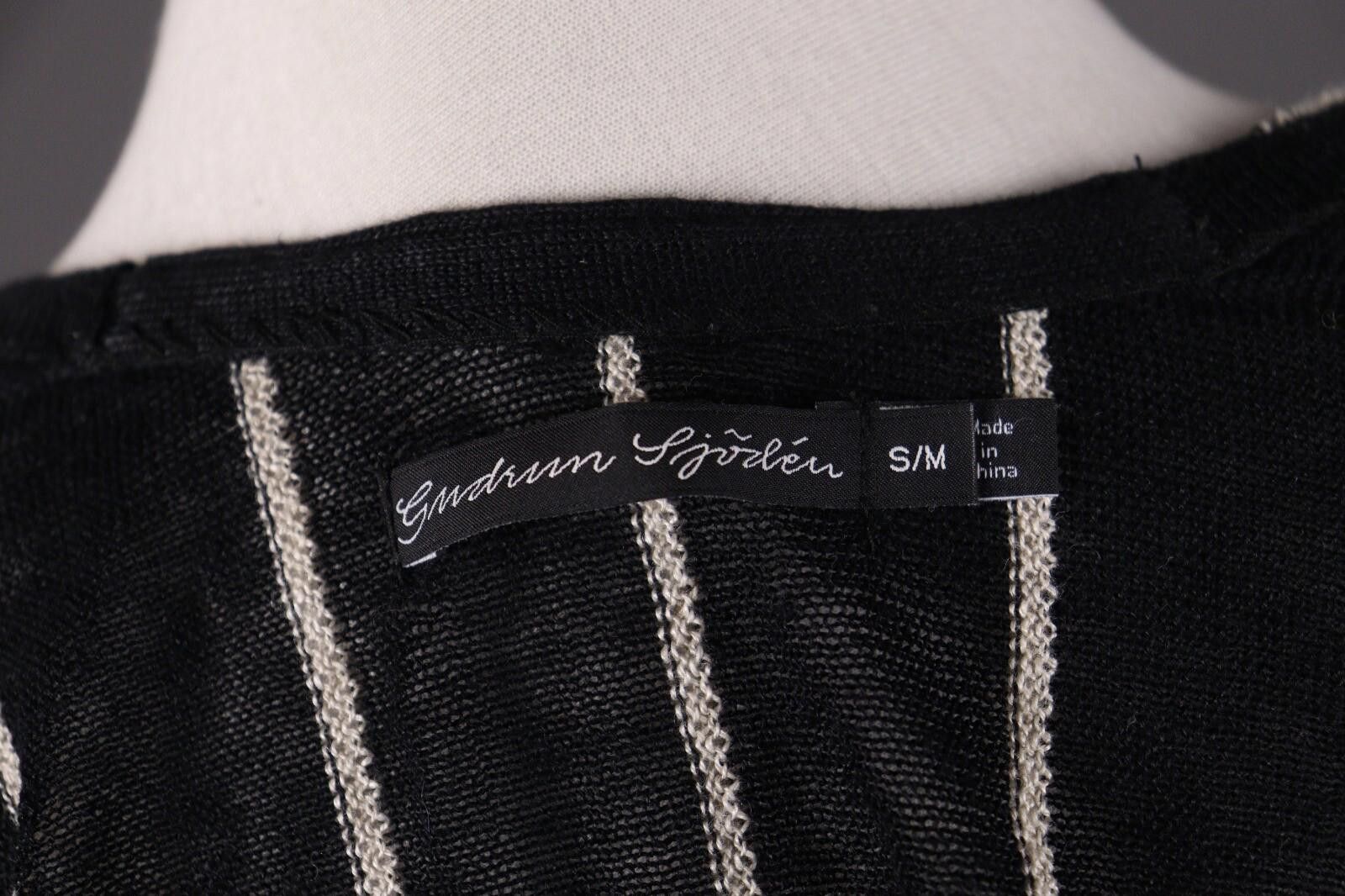 Designer Gudrun Sjoden Black Linen Stripe Knit Sweater Size S / M Size M / US 6-8 / IT 42-44 - 8 Thumbnail