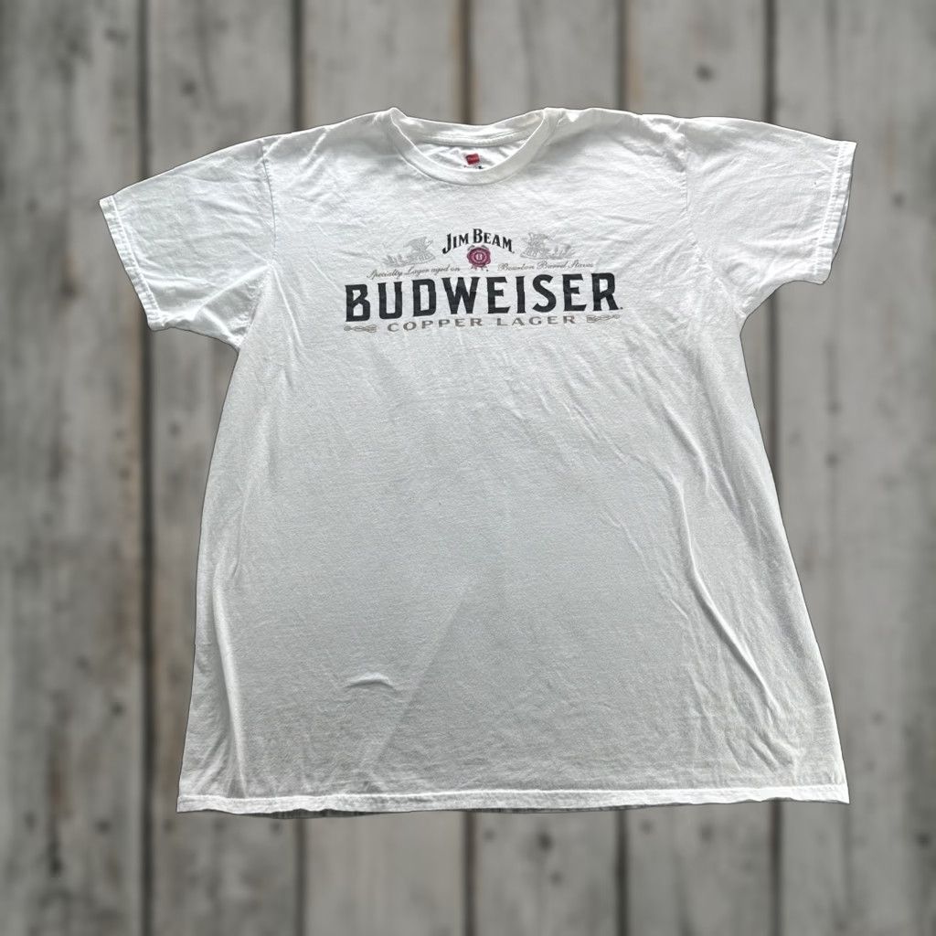 Hanes Budweiser Jim Beam Shirt Mens XL White Hanes Copper Lager Beer Graphic Tee Size US XL / EU 56 / 4 - 1 Thumbnail