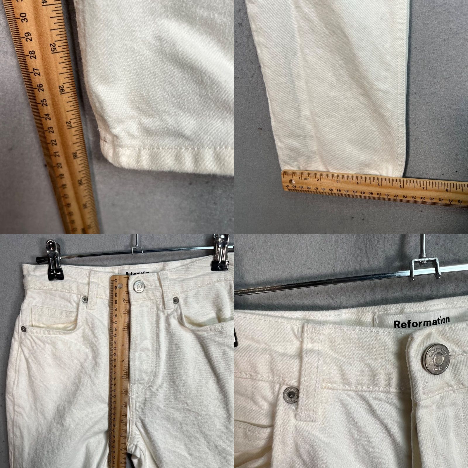 Reformation VINTAGE Reformation High Rise Straight Jeans Women's Size 24 White 100% Cotton Size 42" / US 20 - 8 Thumbnail