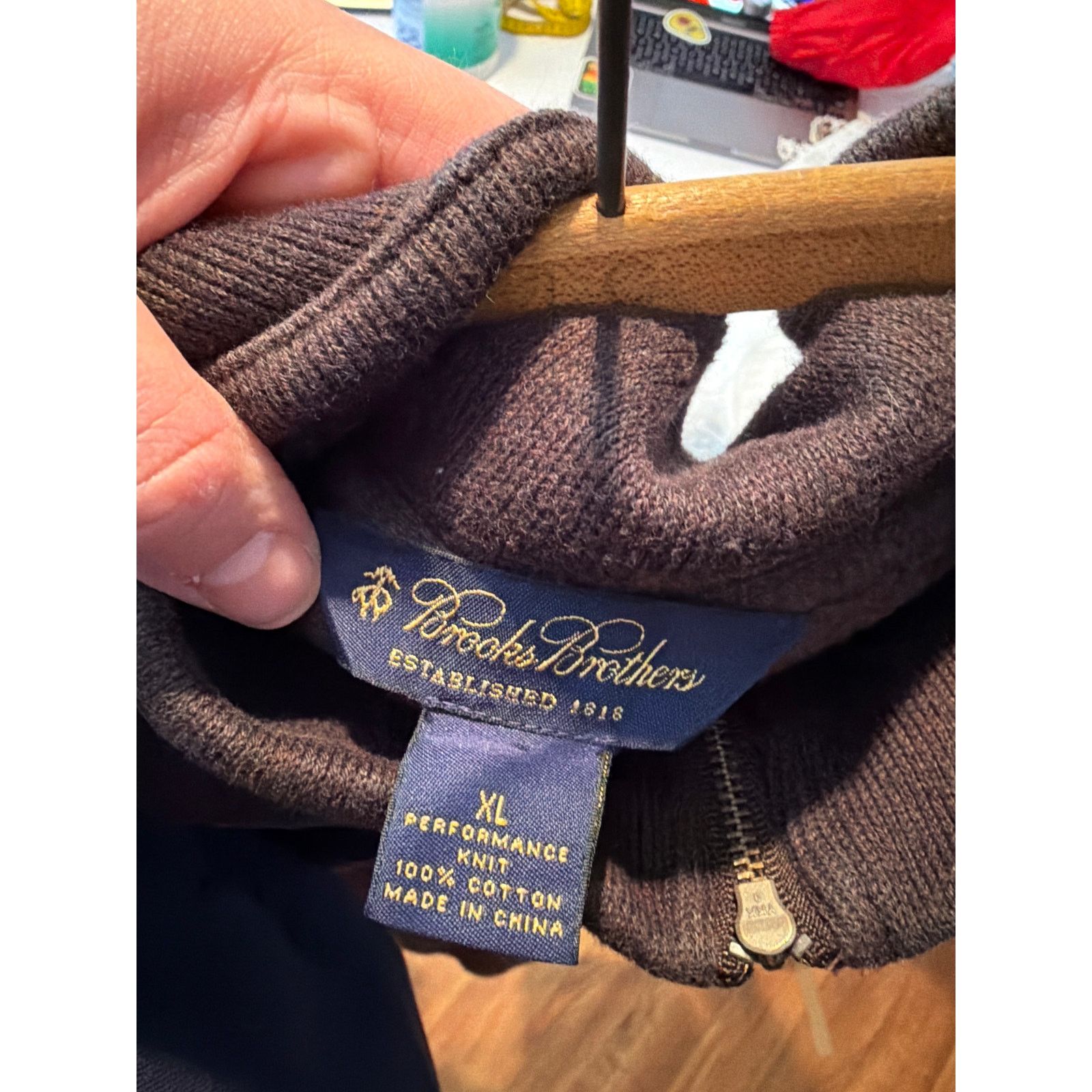 Brooks Brothers Brooks Brothers Brown 100% Cotton Quarter Zip Sweater Size US XL / EU 56 / 4 - 3 Thumbnail