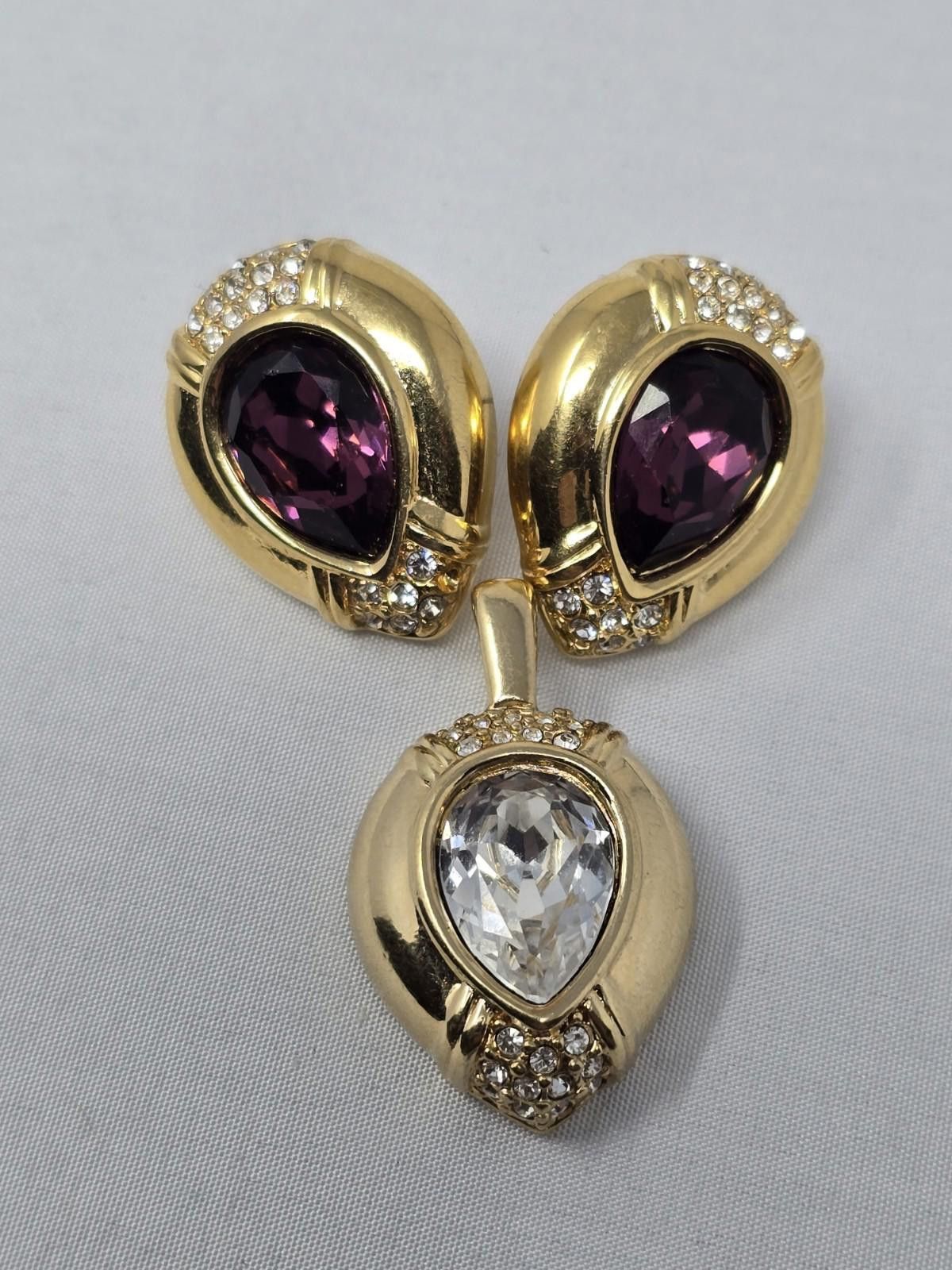 Swarovski Vintage S.A.L. Earrings and Pendant Set–Gold Tone Swarovski Size ONE SIZE - 1 Thumbnail