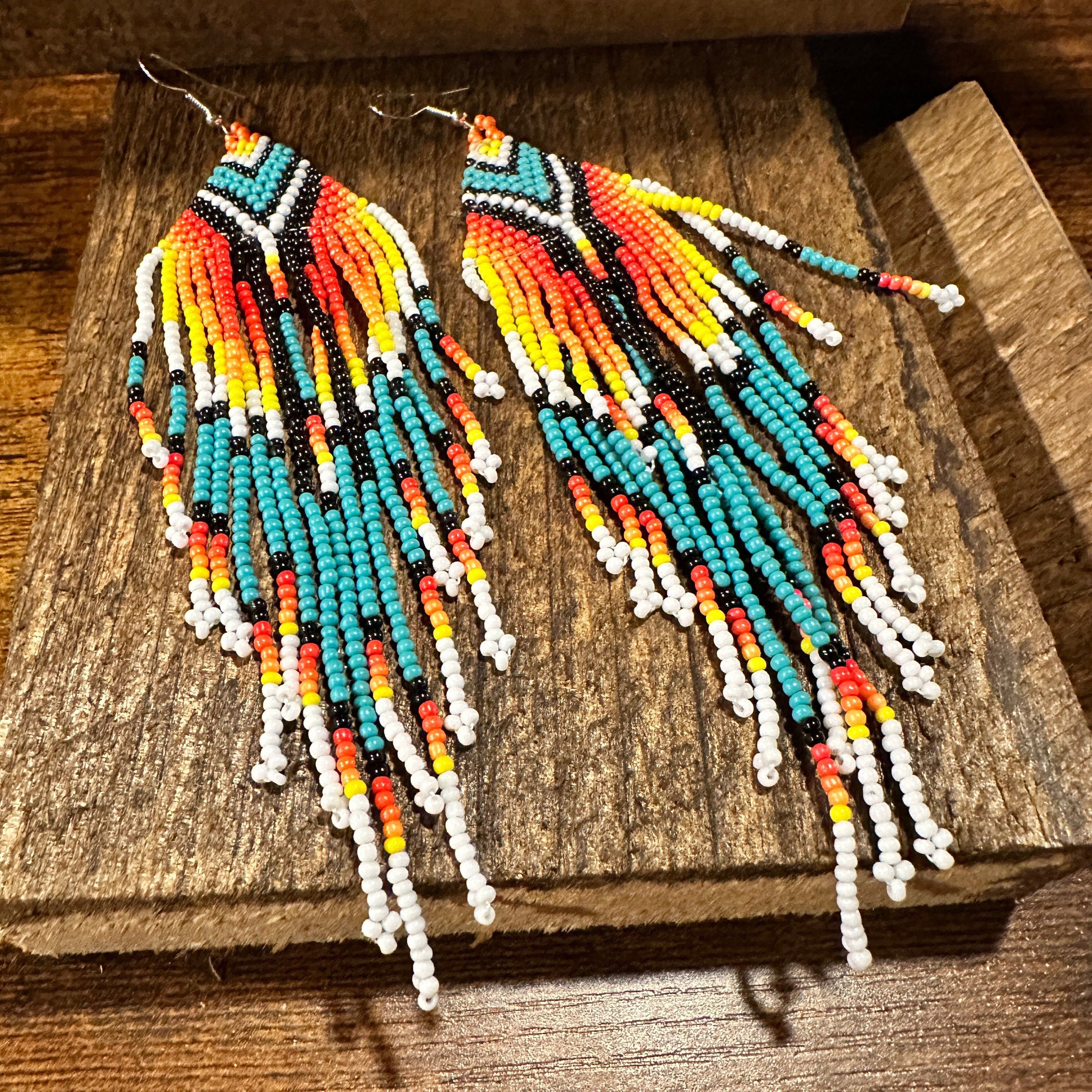 Other Elegant Navajo Seed Bead Dangle Earrings with Orange Turquoi Size ONE SIZE - 2 Thumbnail
