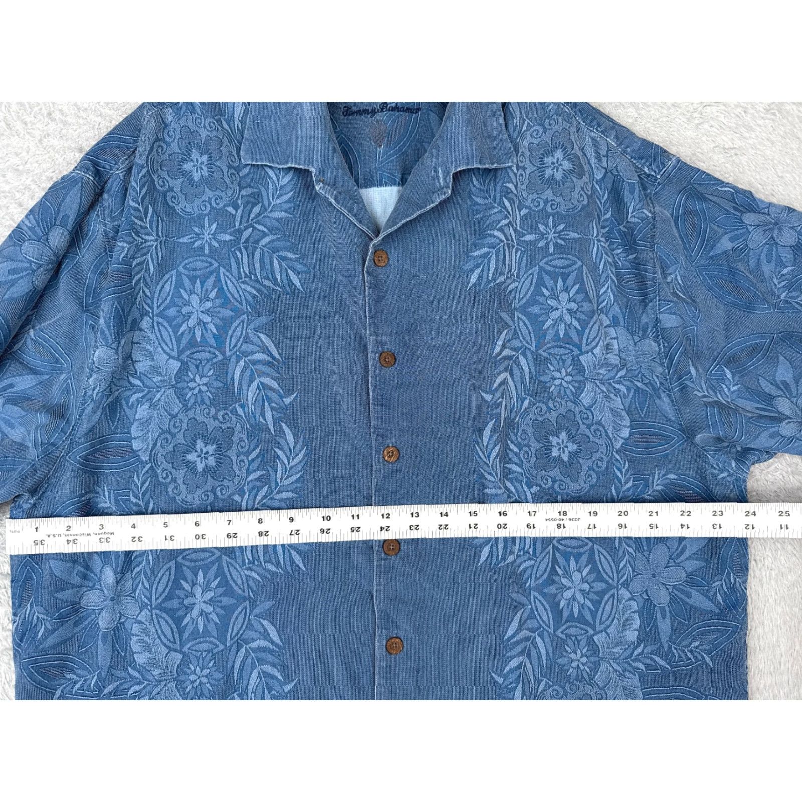 Tommy Bahama Tommy Bahama Shirt Men Large Blue Wood Button Up 100% Silk Floral Leaf Beach Size US L / EU 52-54 / 3 - 7 Thumbnail