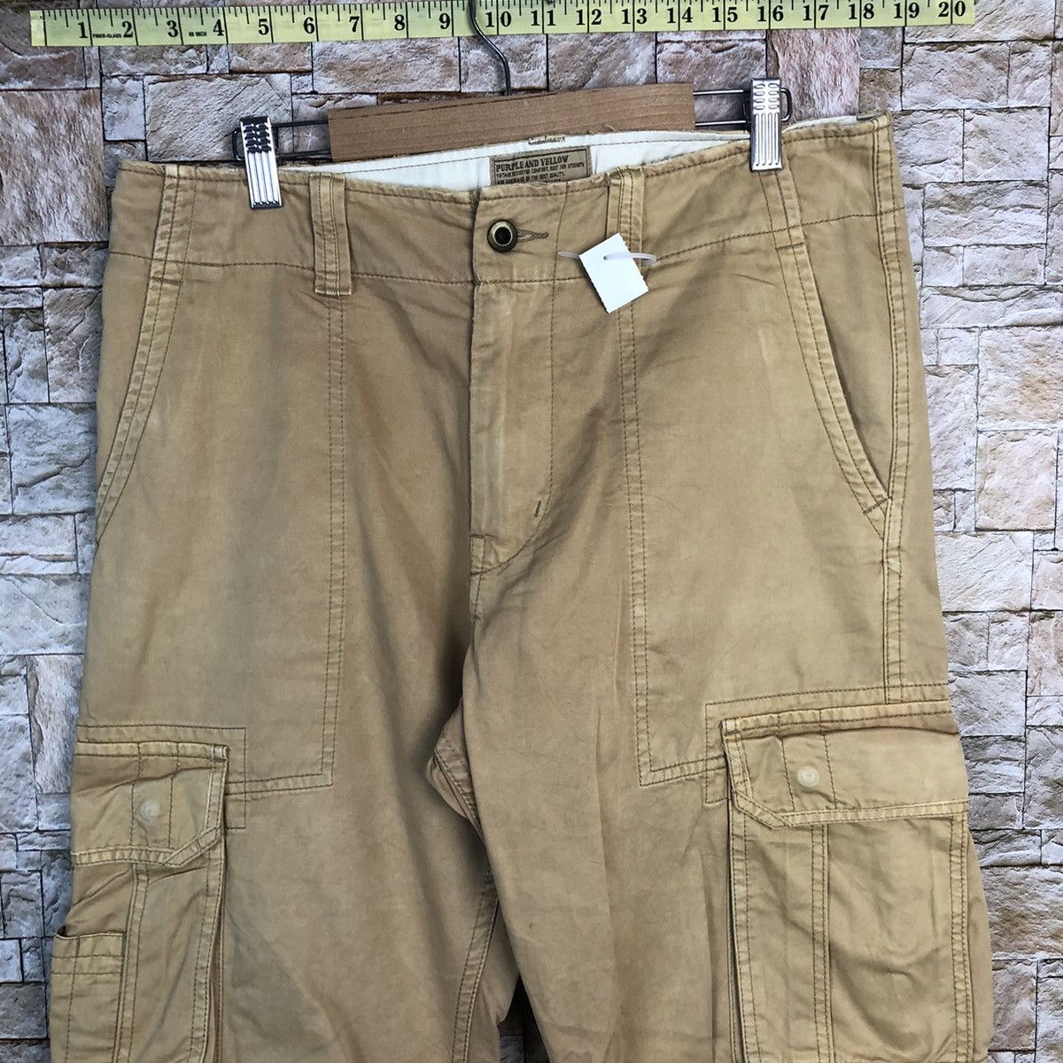 Japanese Brand DL Purple & Yellow Brown Cargo Multipocket Pants #A333 Size US 31 - 5 Thumbnail