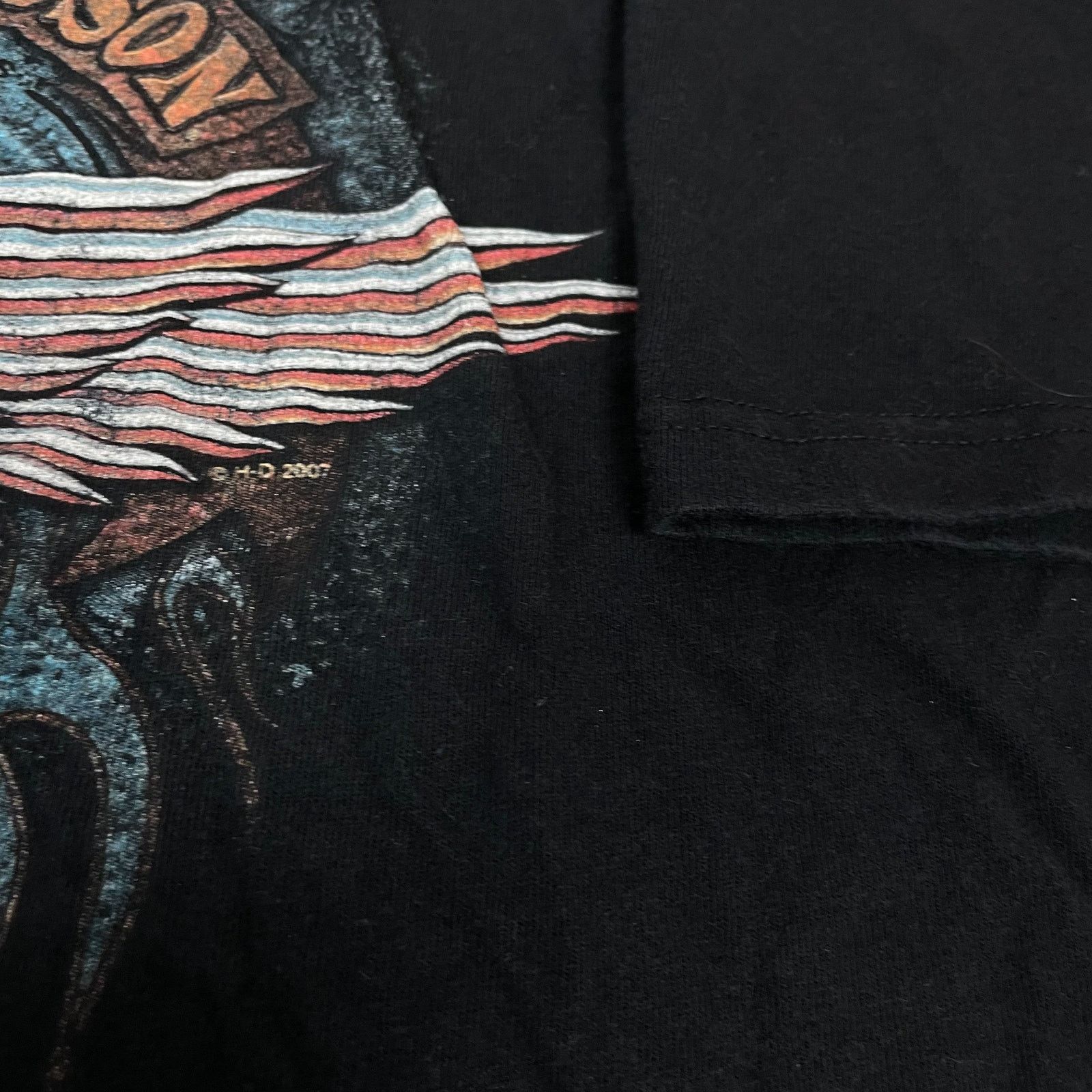 Harley Davidson × Vintage Harley-Davidson Men's Black Cotton Skull Wings T-Shirt XL Size US XL / EU 56 / 4 - 4 Thumbnail