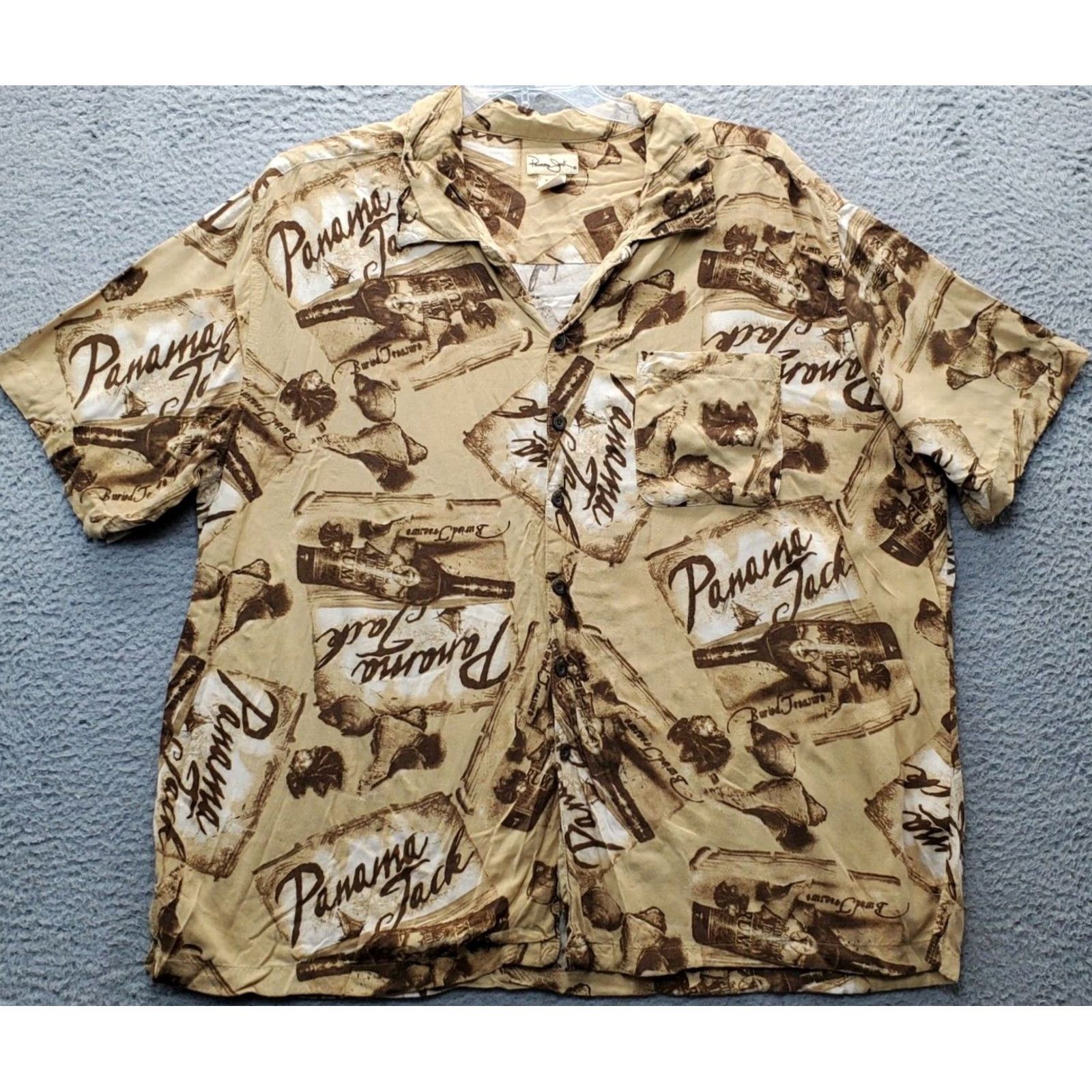 Panama Jack Panama Jack Mens 3XL Multicolor Rayon Button-Down Hawaiian Shirt Size US XXL / EU 58 / 5 - 2 Thumbnail