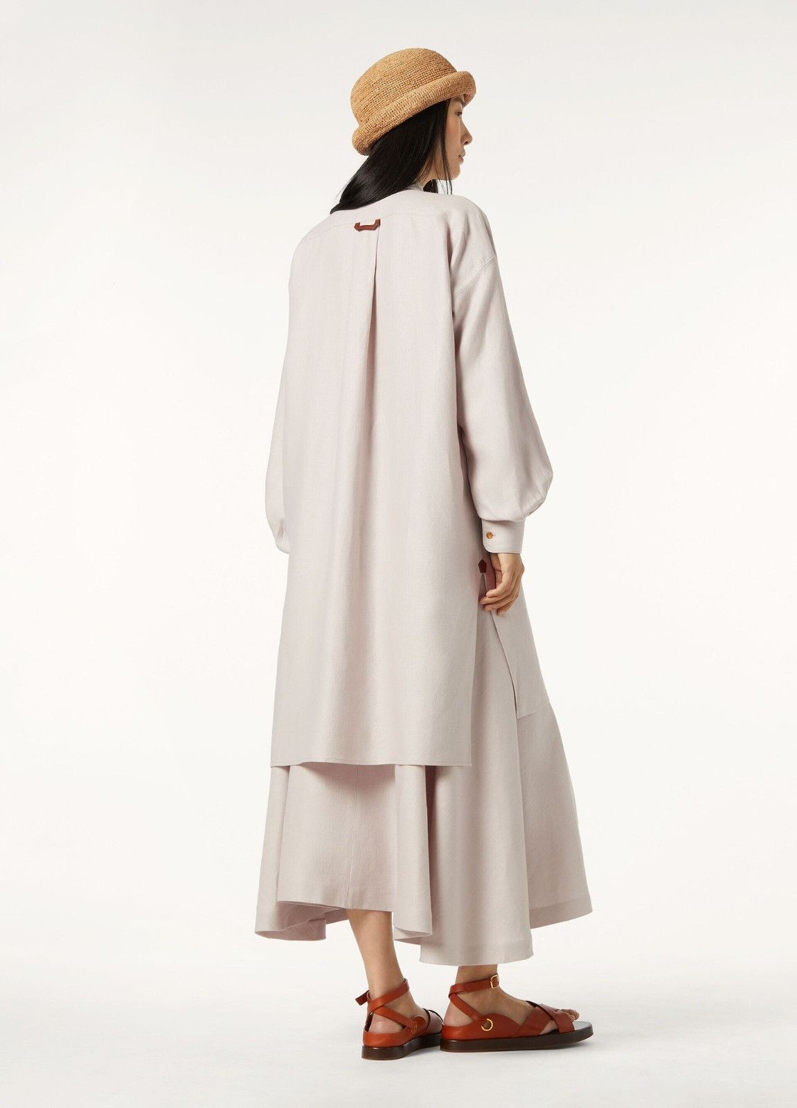 Loro Piana o1srvl11e0526 FAP0334 Anastasia Midi Dress in Light Beige Size XS / US 0-2 / IT 36-38 - 3 Thumbnail