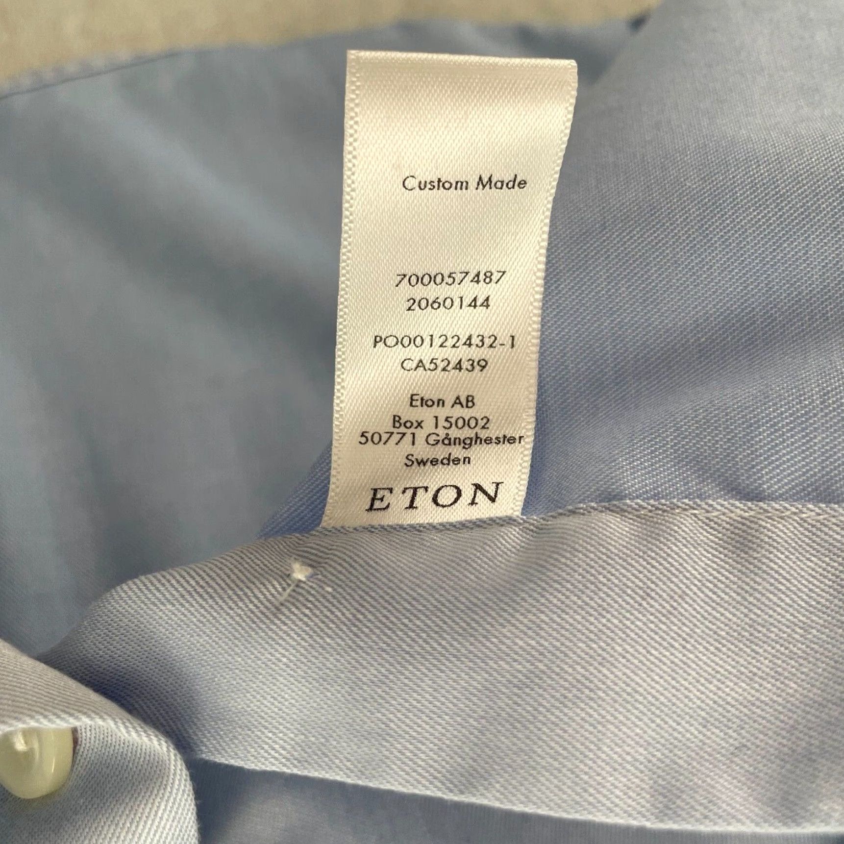 Eton VINTAGE Etón Dress Shirt Adult Medium Long Sleeve Cotton Blue Solid Business Formal Wedding Mens Size US M / EU 48-50 / 2 - 7 Thumbnail