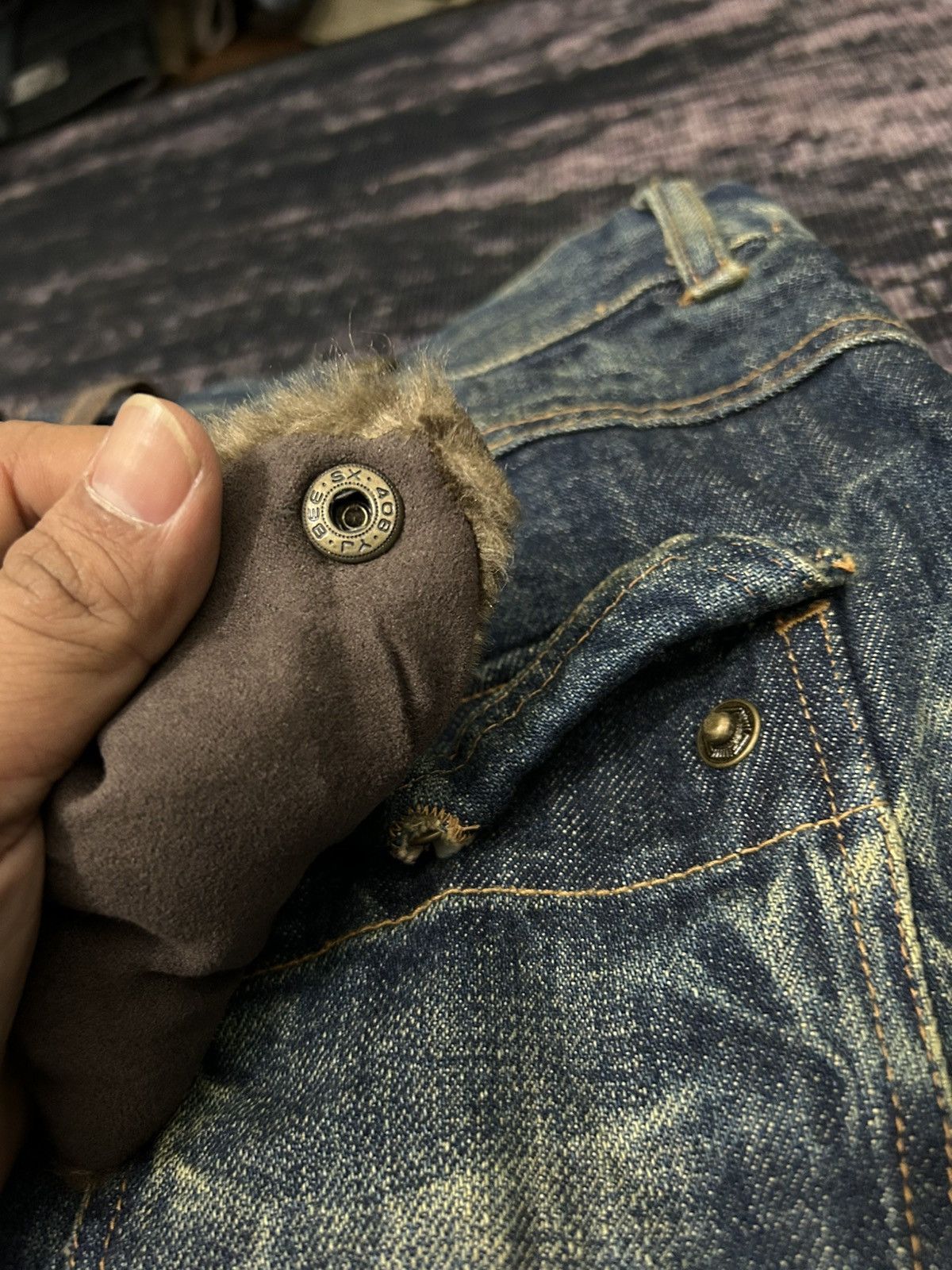 If Six Was Nine Japanese Brand Fur Pocket Back Ripped Jeans Size US 32 / EU 48 - 7 Thumbnail