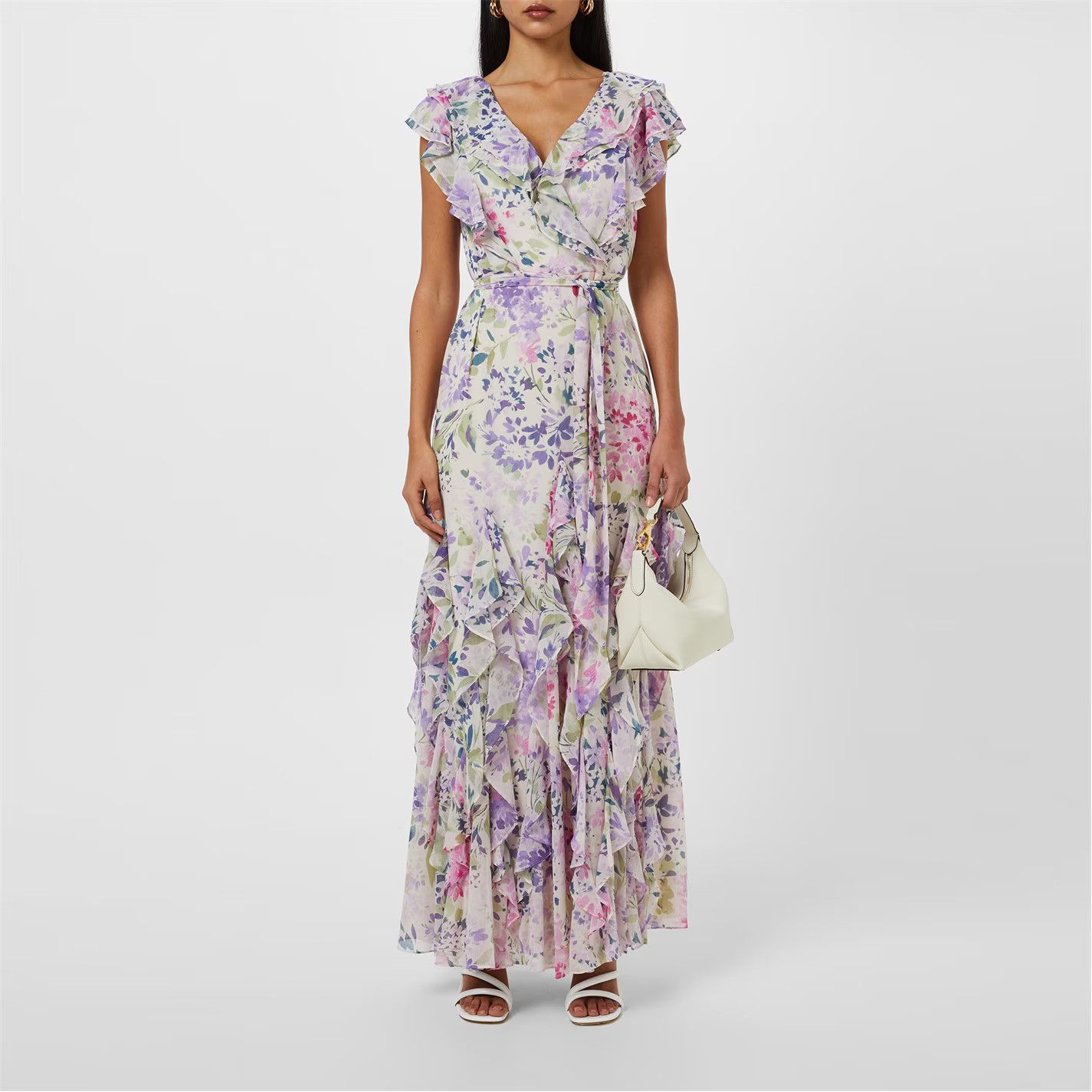Lauren Ralph Lauren o1g2r1mq0825 Floral Ruffle-Trim Georgette Gown in Multicolor Size S / US 4 / IT 40 - 2 Thumbnail
