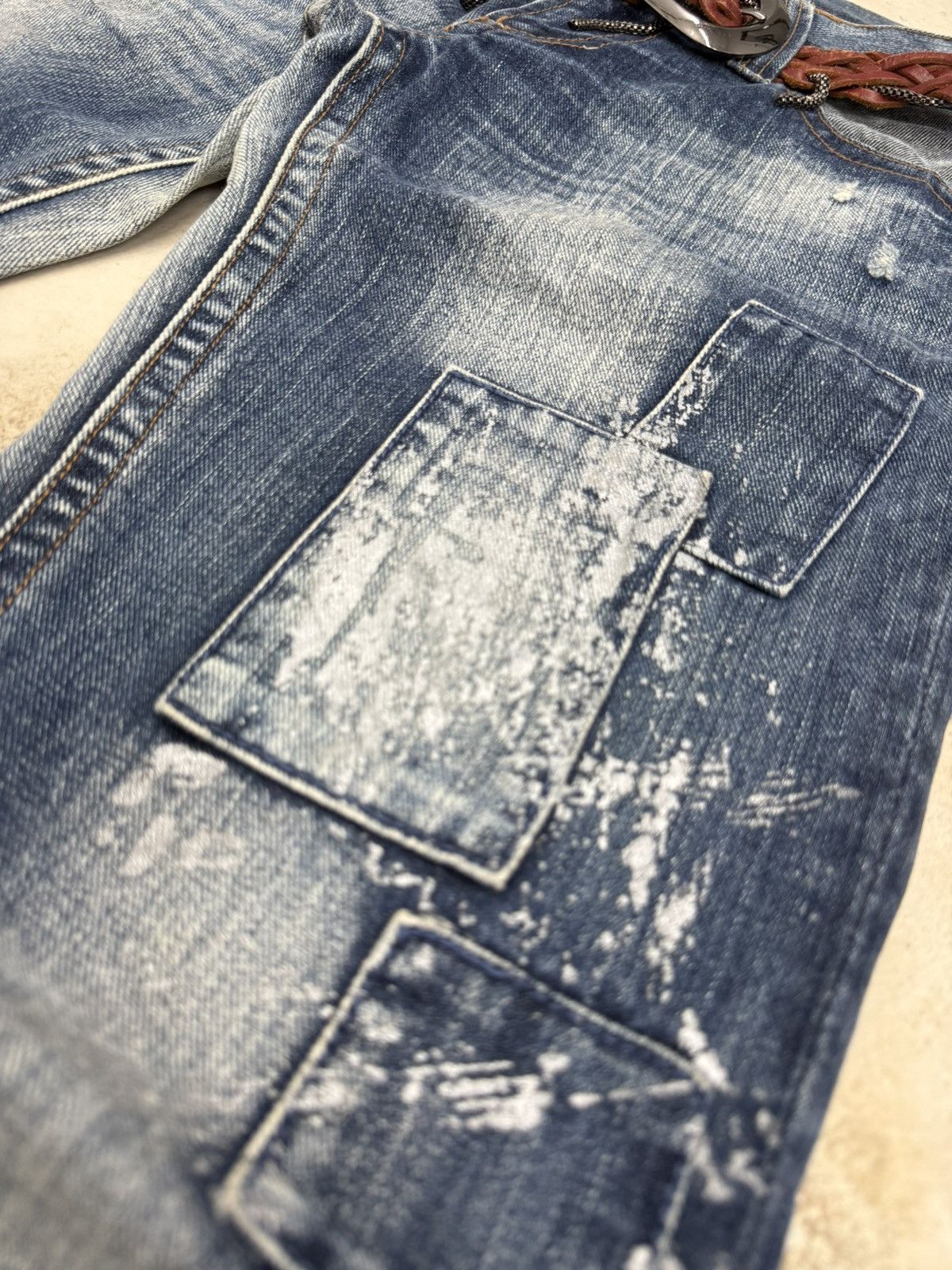 5351 POUR LES HOMMES × Japanese Brand × Le Grande Bleu (L.G.B.) Skybomber Japan Patchwork Painter Low Rise Flared Jeans Size US 30 / EU 46 - 10 Thumbnail