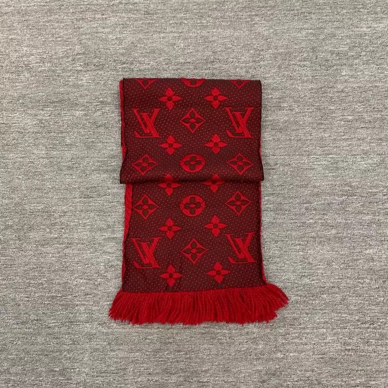 Louis Vuitton Louis Vuitton Red presbyopic full print wool fringe scarf Size ONE SIZE - 2 Thumbnail