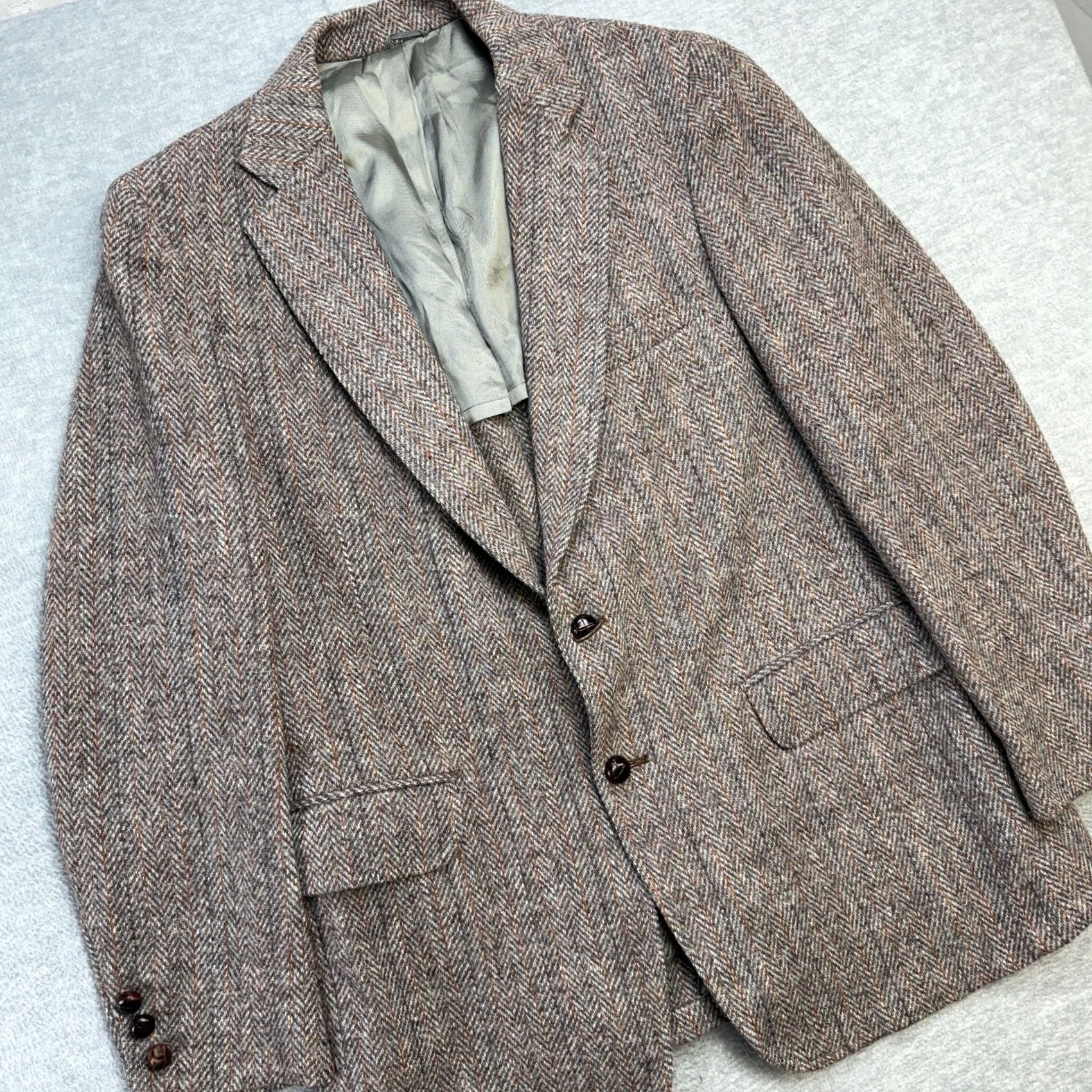 Vintage VINTAGE Anthony Allan Donnellys Wool Blazer Jacket Mens 42 Brown Tweed Herringbone Single-Breasted 2-Button Notch Lapel Blazer Size 42R - 2 Thumbnail