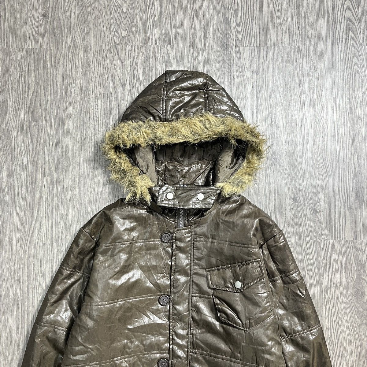 If Six Was Nine × Japanese Brand × Le Grande Bleu (L.G.B.) H.C.M HOMME - 2000's Style Fur Metalic Brown Bomber Jacket Size US L / EU 52-54 / 3 - 4 Thumbnail