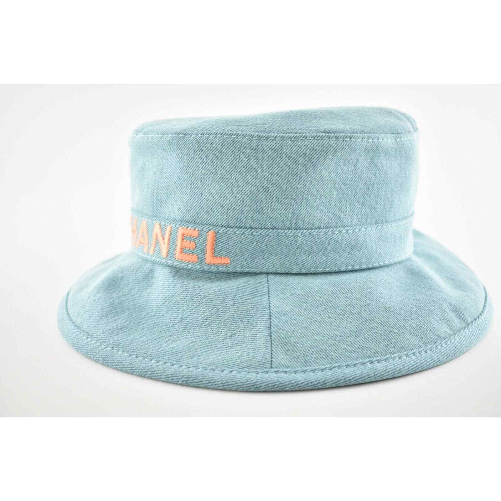 Chanel Chanel CC Logo Denim Cotton Cloche Sun Bucket Hat M Medium Size ONE SIZE - 8 Thumbnail