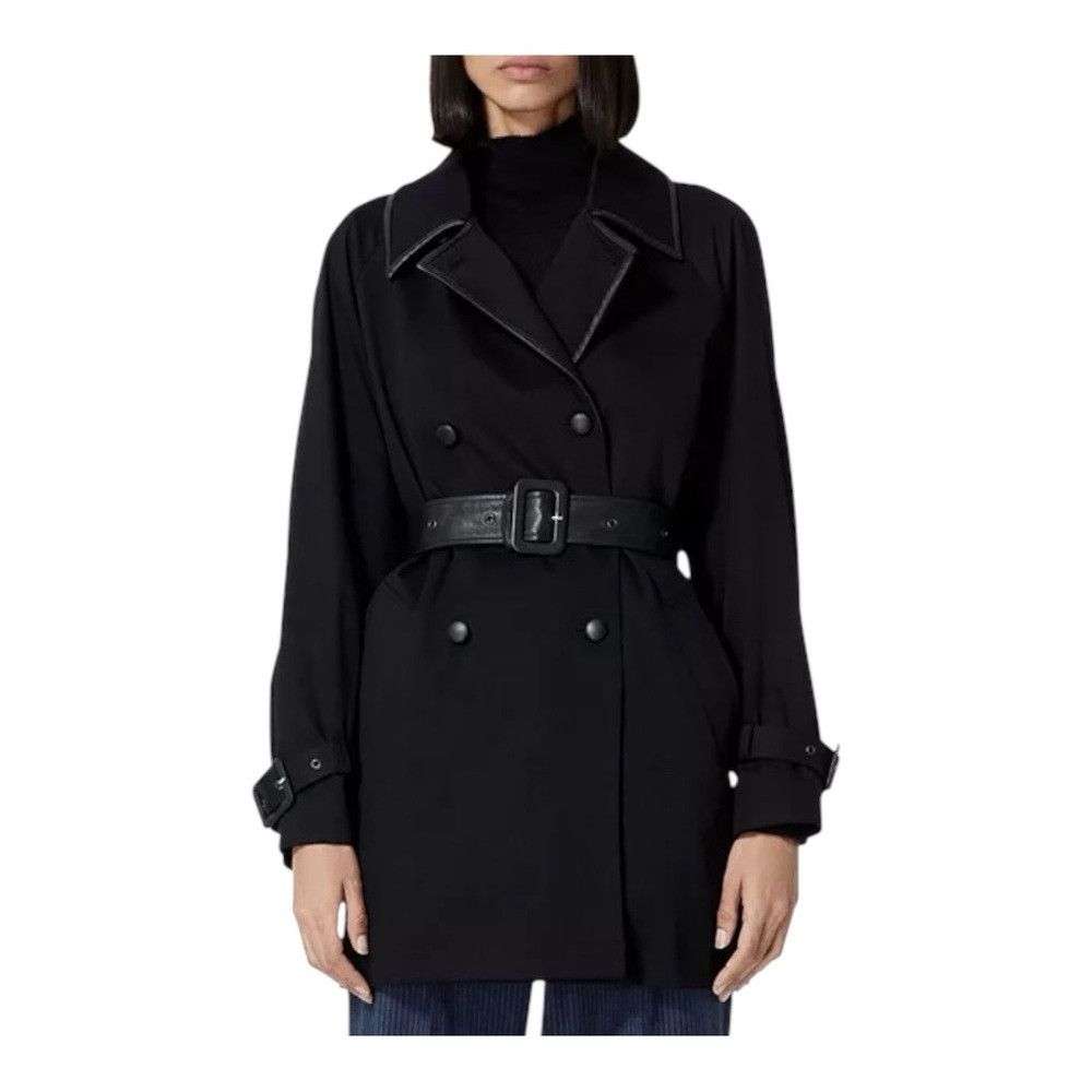 The Kooples The Kooples LEMAL Trench Coat Black Leather Belt Cotton Siz Size XS / US 0-2 / IT 36-38 - 1 Thumbnail