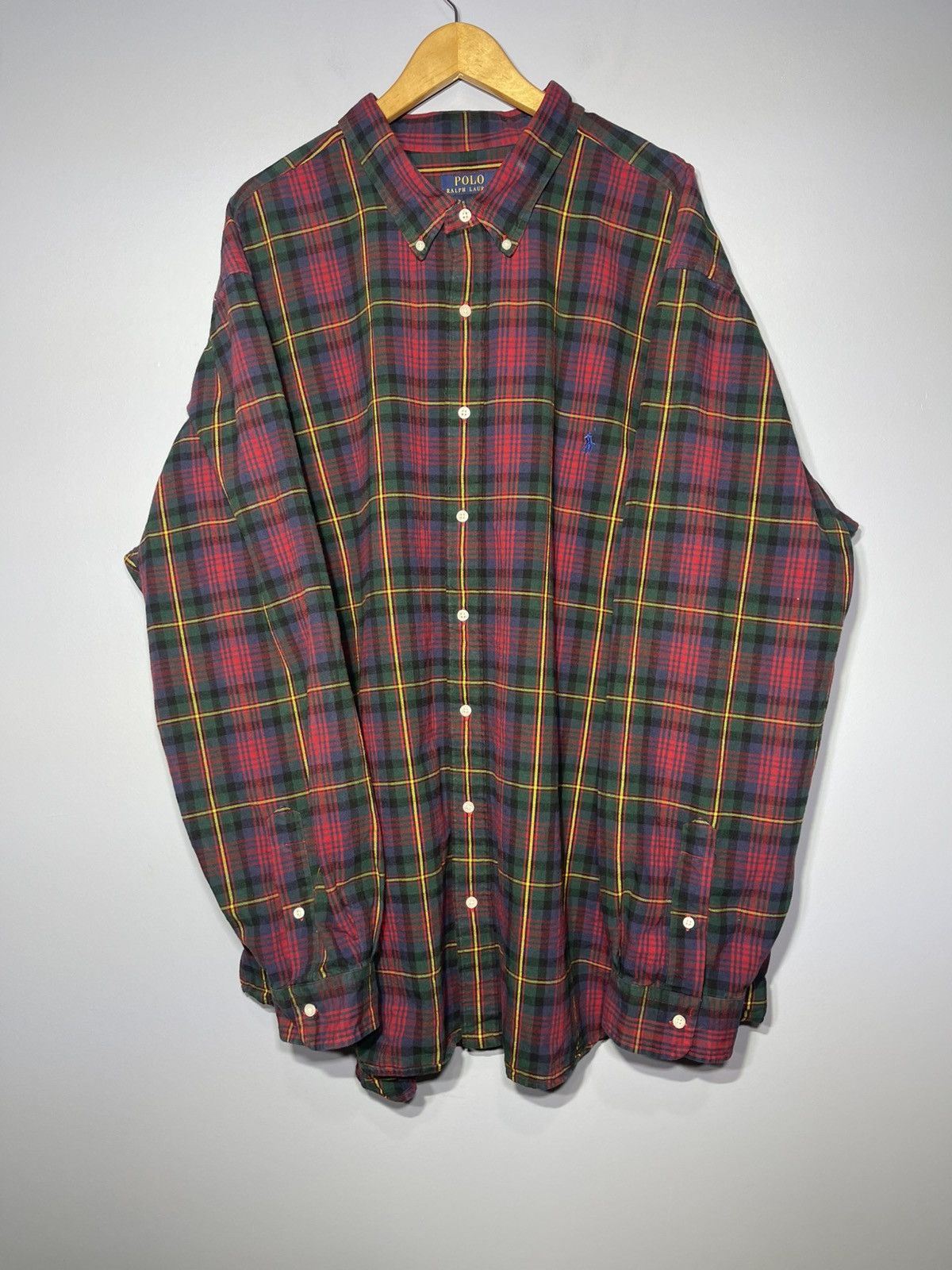 Polo Ralph Lauren Polo Ralph Lauren Shirt Mens 4XB Green Blue Red Plaid Oxford Size US XXL / EU 58 / 5 - 2 Thumbnail