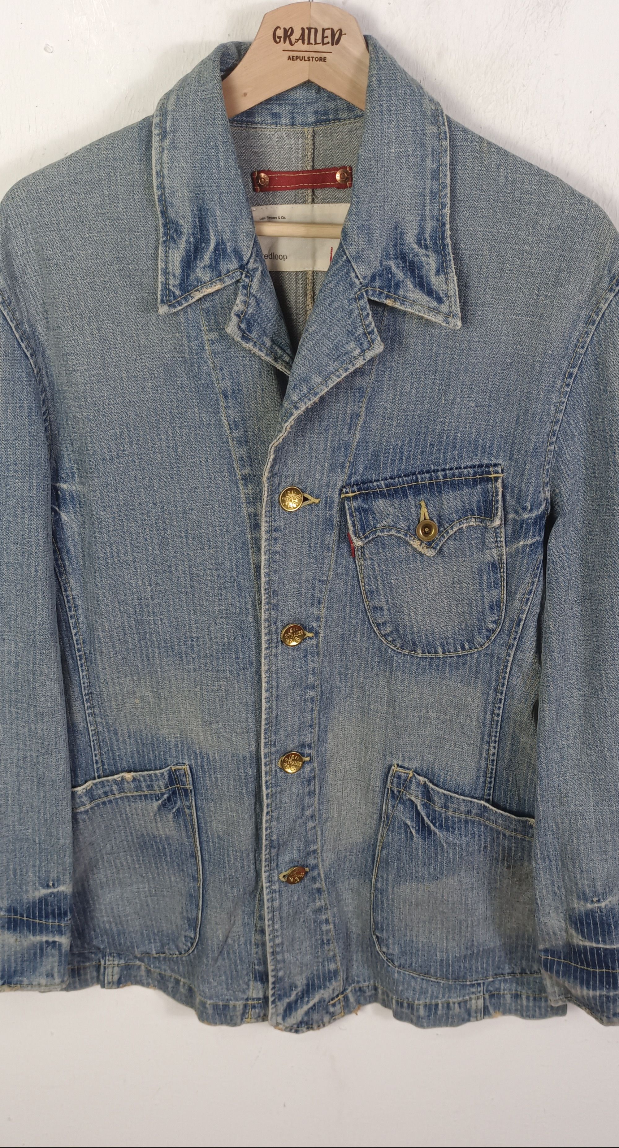 Levi's Vintage Clothing 🔥 Levi's Red Loop Hikory Chroe Denim Jacket Size US M / EU 48-50 / 2 - 7 Thumbnail
