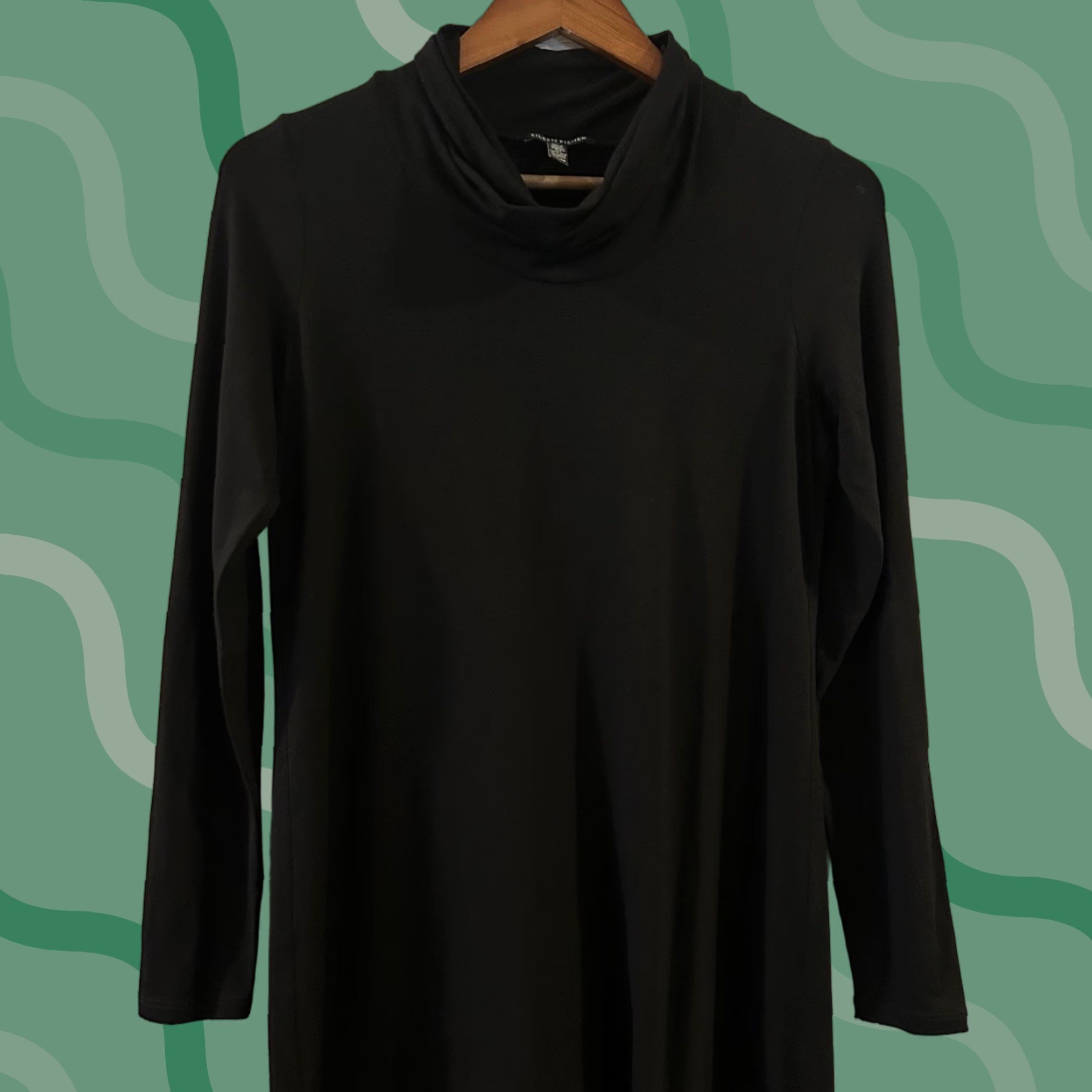 Eileen Fisher EILEEN FISHER Dress Shift XS Black Jersey Knit Knit Black, XS Women Knee Length Long Sleeve Turtleneck Pullover Vintage No Size XS / US 0-2 / IT 36-38 - 1 Thumbnail