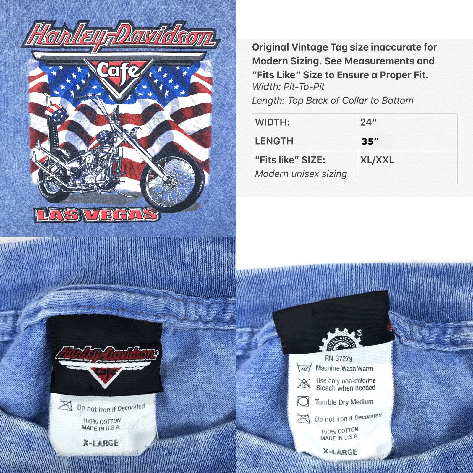 Harley Davidson VINTAGE HARLEY DAVIDSON T-Shirt XL 90s Motorcycle CAFE LAS VEGAS biker nevada Mens Size US XL / EU 56 / 4 - 8 Thumbnail