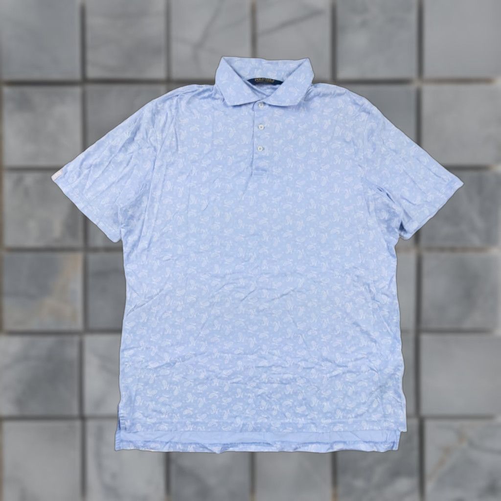 Ralph Lauren Polo Golf Ralph Lauren Blue Paisley Polo Shirt Adult XL Short Sleeve Mens Size US XL / EU 56 / 4 - 1 Thumbnail
