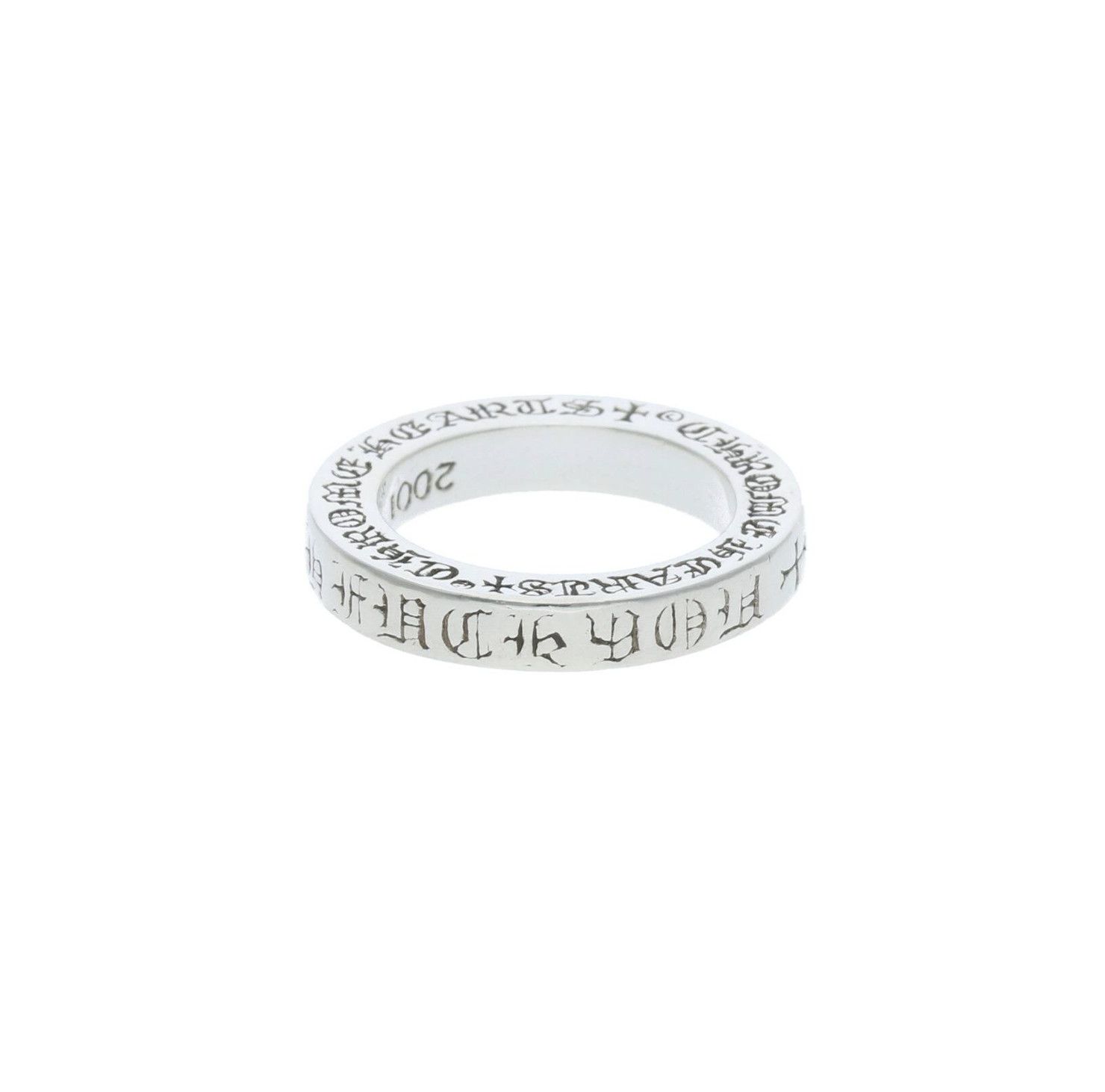image of Chrome Hearts 3Mm Spacer Fuck You Ring Us 3 in Silver, Men's