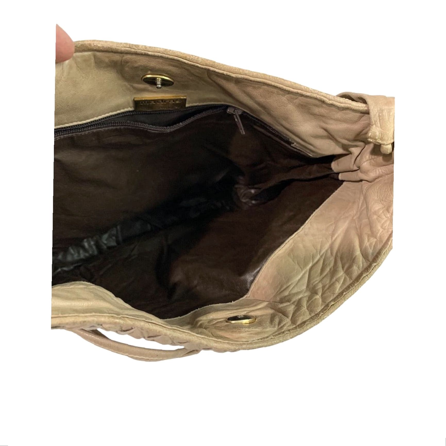Vintage Madras Bucket Bag Purse Leather Gray Women 12" x 10" 4.5" bottom diameter 15" strap drop Made in Italy Woven Soft Crossbody? Size ONE SIZE - 7 Thumbnail