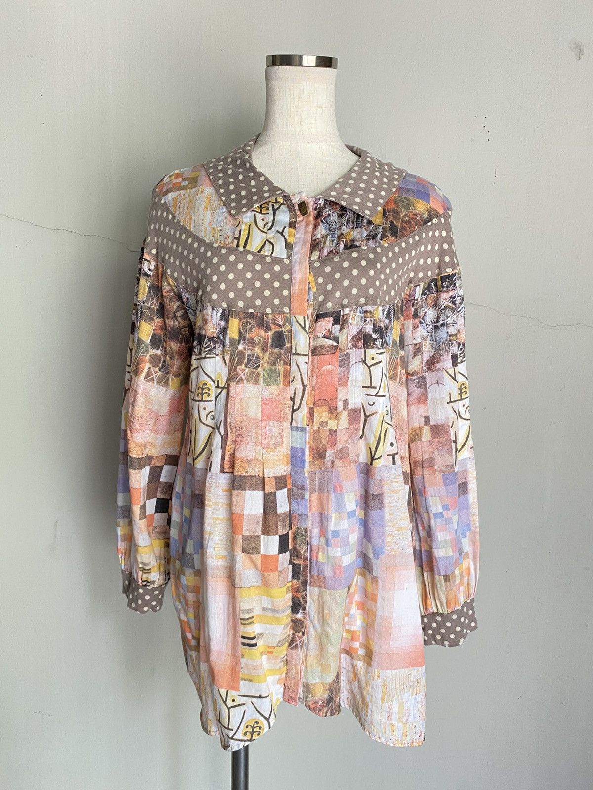 Frapbois FRAPBOIS Multicolor Printed Blouse with Polka Dot Accents Size XS / US 0-2 / IT 36-38 - 14 Thumbnail