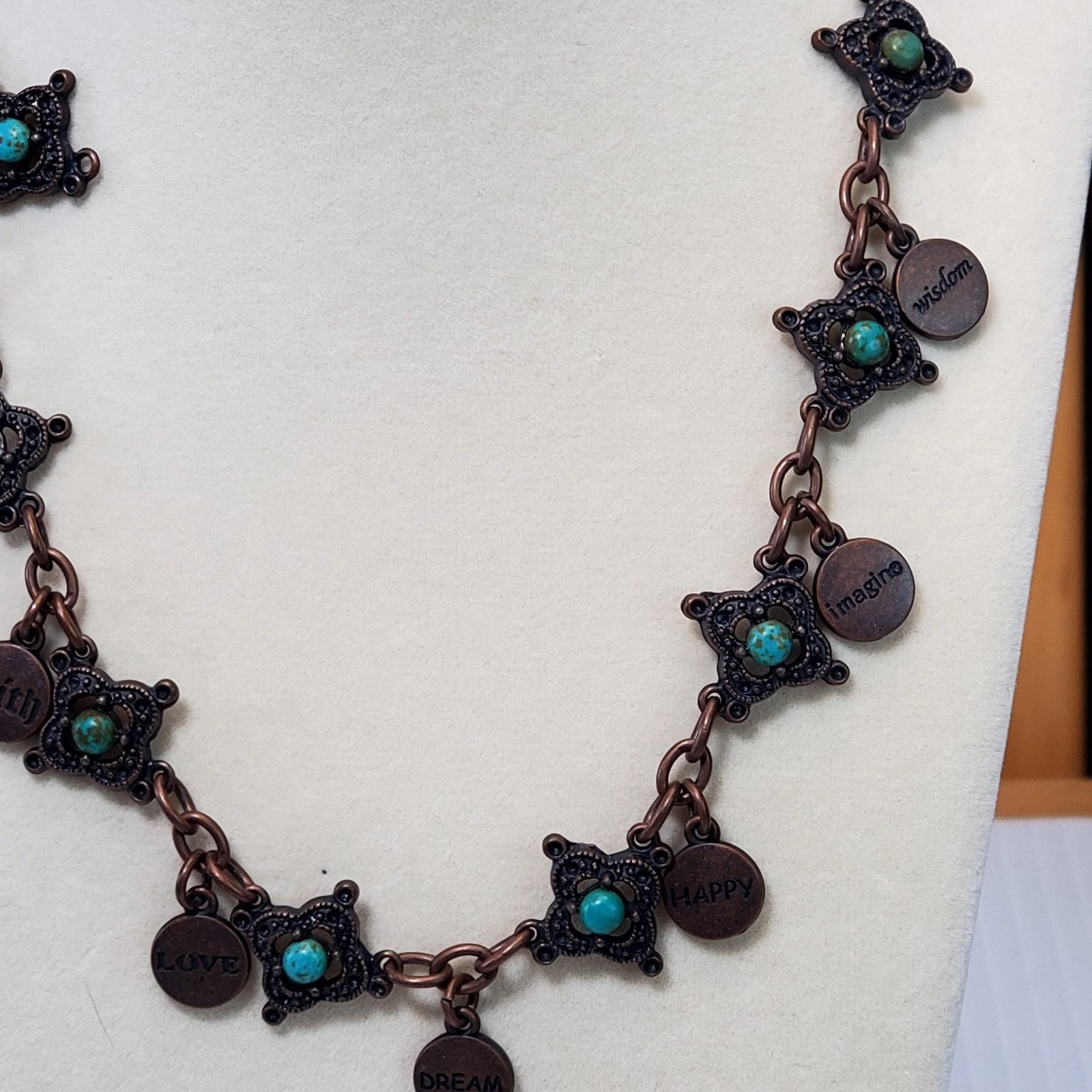 Other Faux Turquoise Necklace Charm Dangle Lobster Closure 15" Size ONE SIZE - 3 Thumbnail