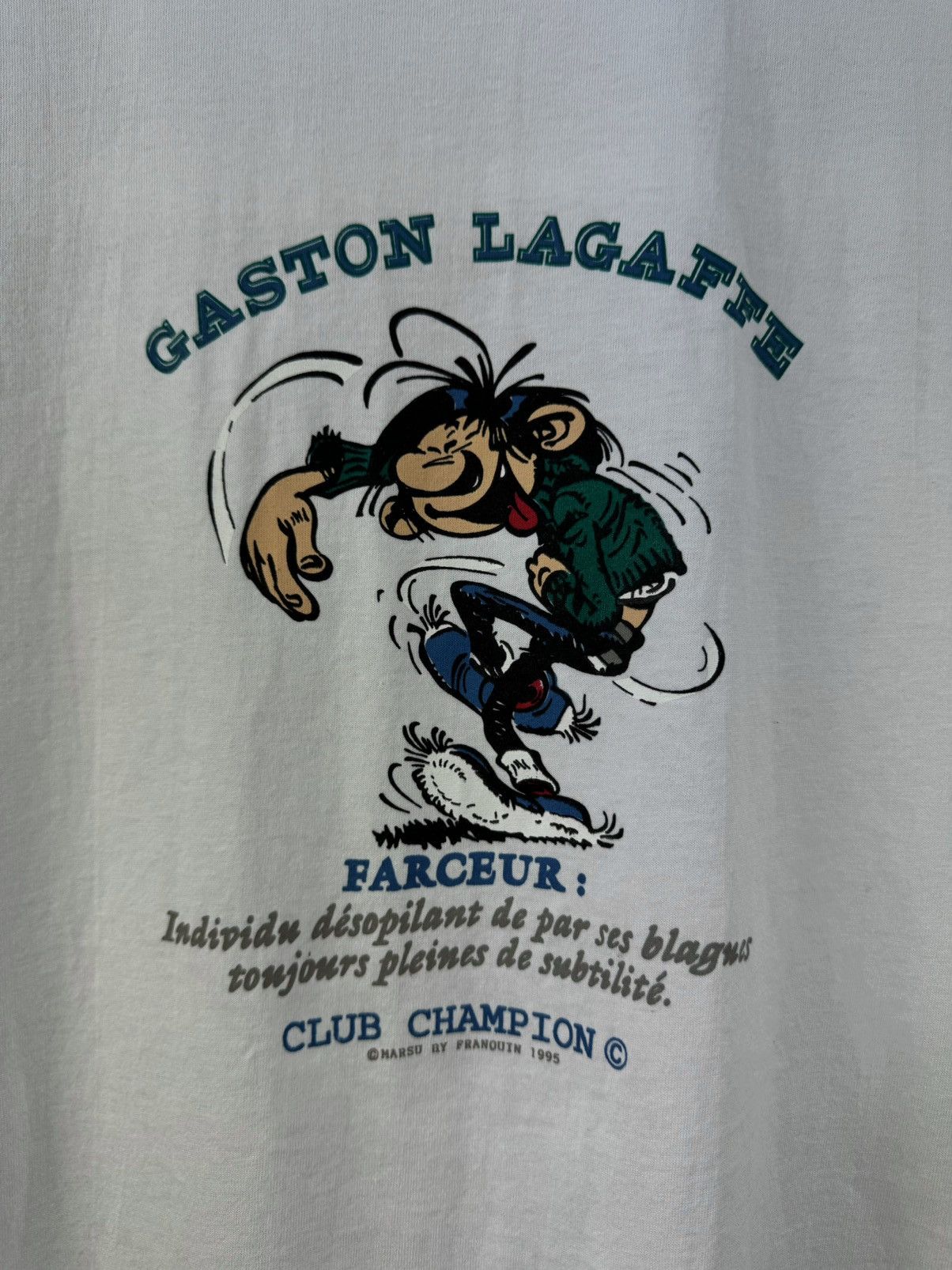 Fruit Of The Loom × Vintage Gaston Lagaffe 1995 Vintage Best Fruit of the Loom T-Shirt Size US XL / EU 56 / 4 - 3 Thumbnail