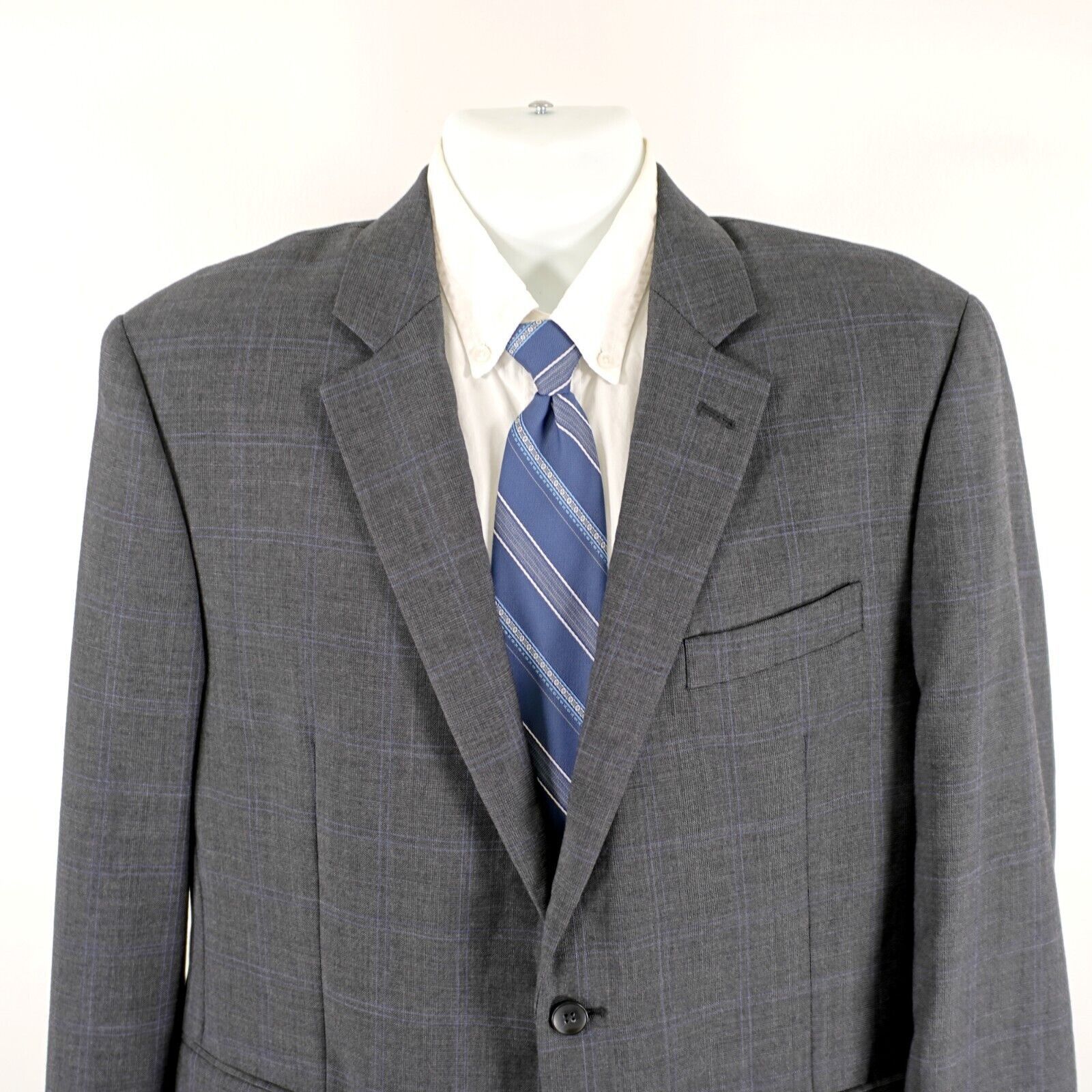 Nautica DAMAGED Nautica Wool Gray Glen Plaid W/ Blue Windowpane 2 Bu Size 42R - 1 Thumbnail