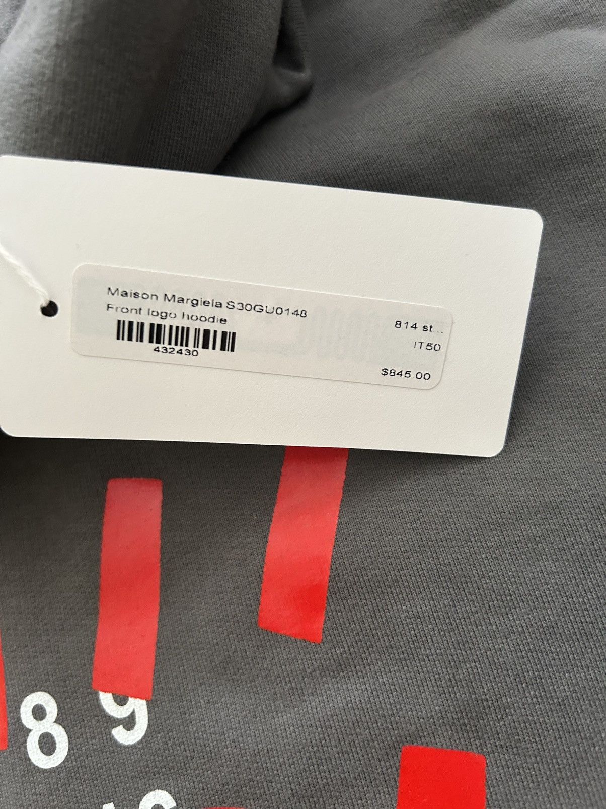 Maison Margiela Maison Margiela Tape Logo Hoodie - Charcoal Grey Size US L / EU 52-54 / 3 - 2 Thumbnail