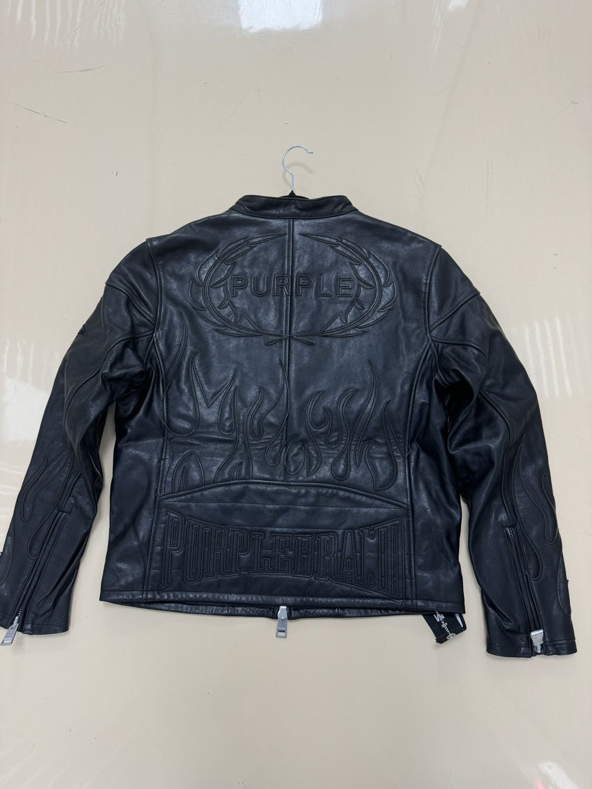 Purple Brand PURPLE Leather Zip Moto Jacket Black Size US M / EU 48-50 / 2 - 3 Thumbnail