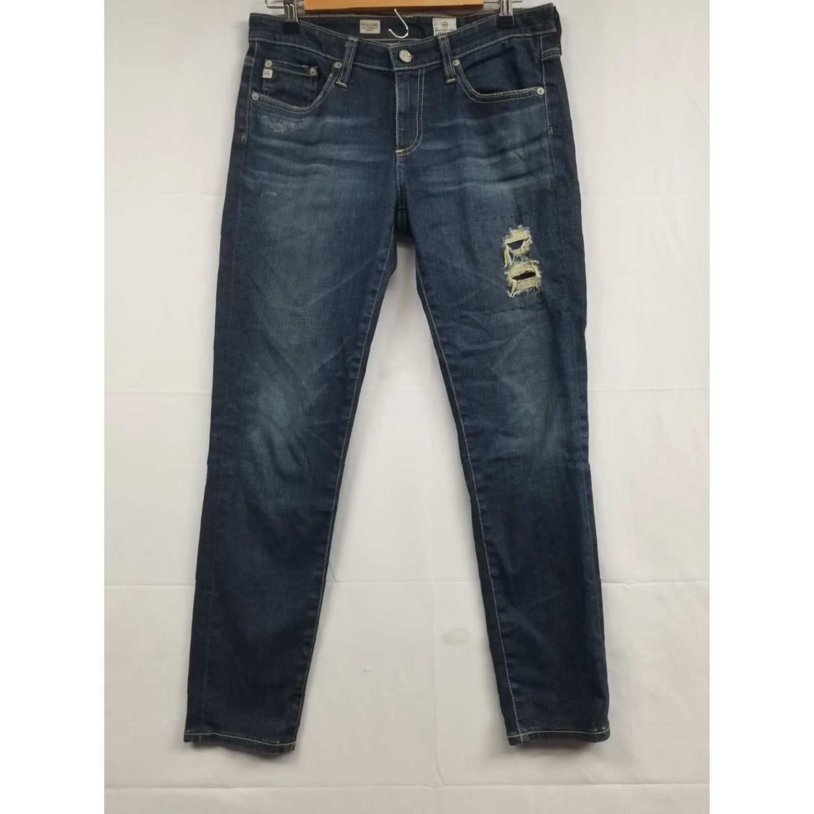 Vintage Adriano Goldschmied Jeans Womens 29R Blue Stevie Ankle Slim Straight Distressed Jeans Size 29" - 2 Thumbnail