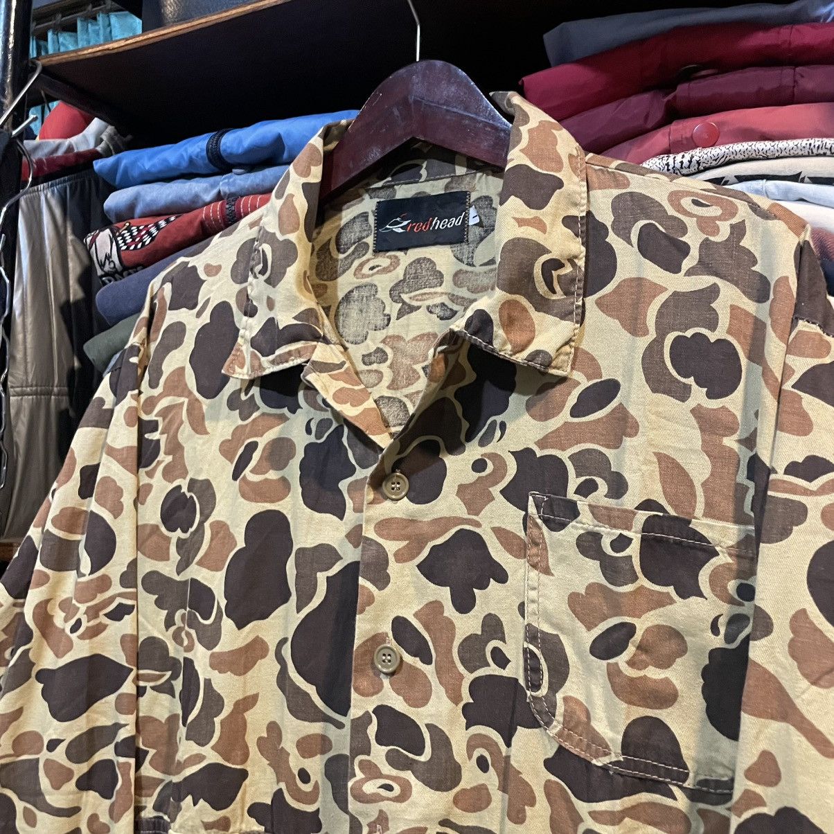 Vintage Vtg 80s Red Head Duck Camo Hunting Over Shirt Jacket Size US L / EU 52-54 / 3 - 2 Thumbnail