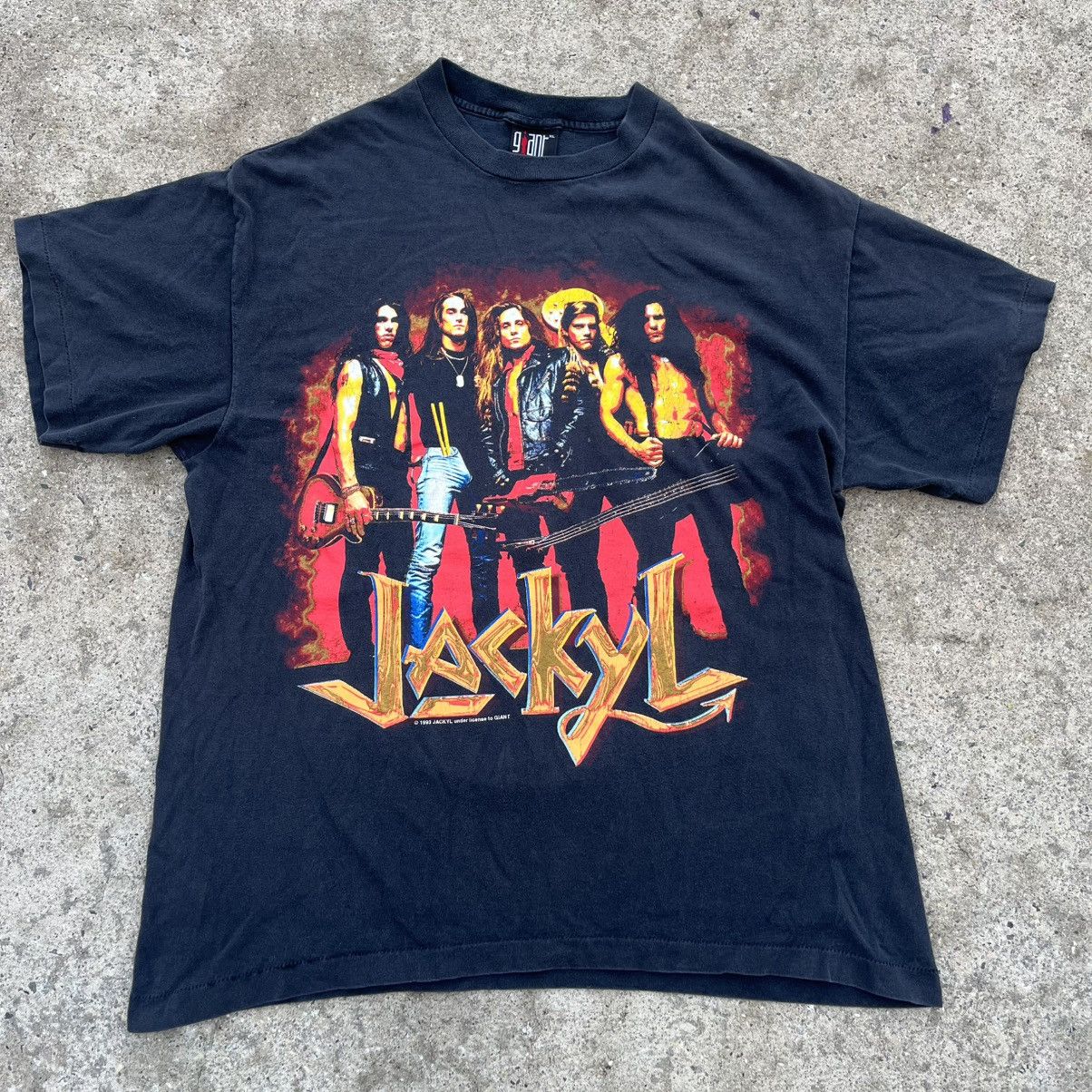 Band Tees × Giant × Vintage GIANT 1993 Jackyl Band T shirt Rock me Roll me Jackyl me off Size US XL / EU 56 / 4 - 1 Thumbnail
