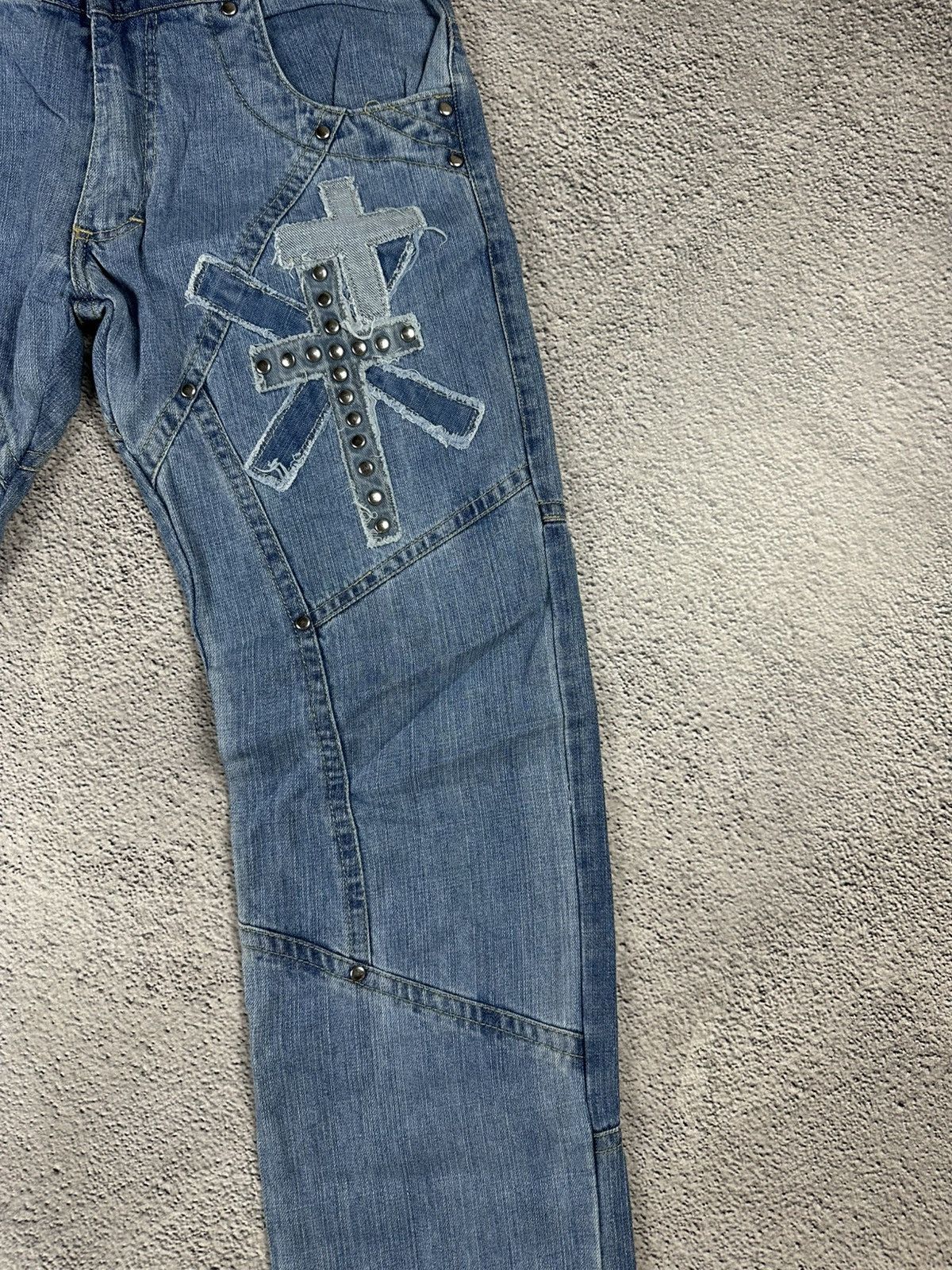 Other Y2K Cross Patchwork Denim Jeans Crashed Japan Avant Garde Size US 33 - 6 Thumbnail