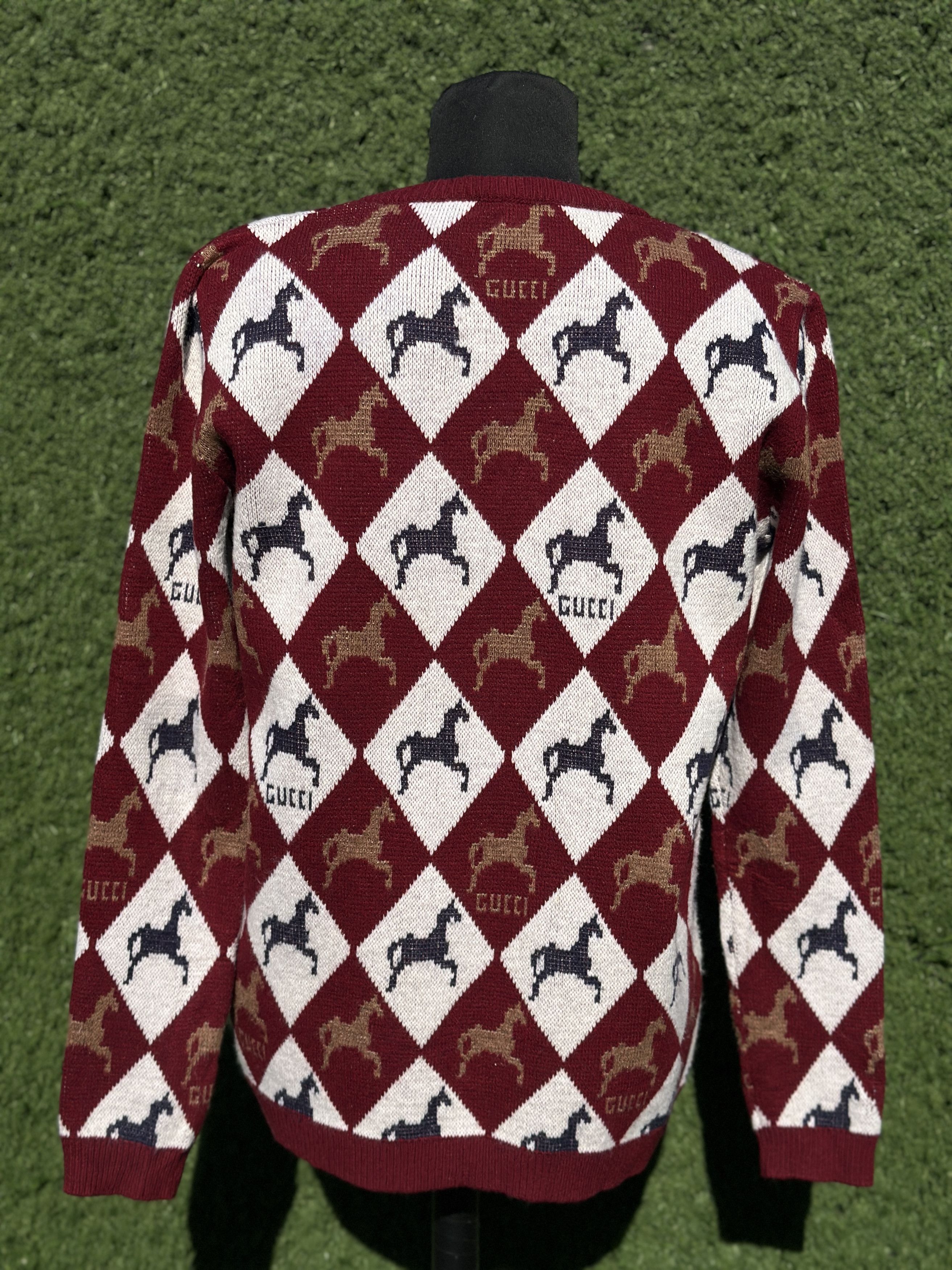 Gucci Rare Gucci Horsebit Argyle Wool Sweater V-Neck Italy Size S Size US S / EU 44-46 / 1 - 3 Thumbnail