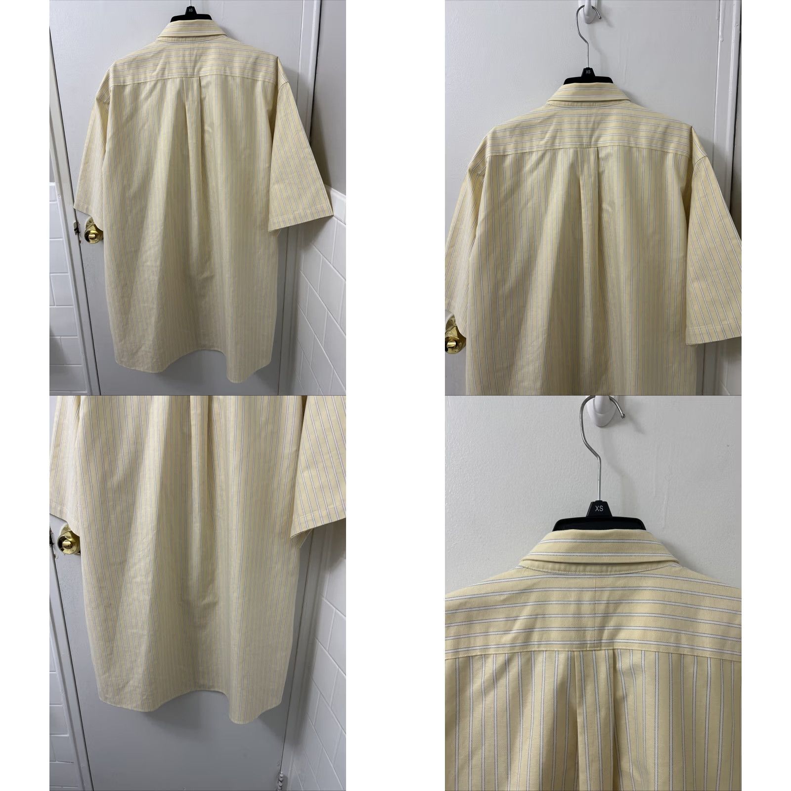 Vintage L.L. Bean Shirt Mens Size 17.5 Yellow Striped Oxford Wrinkle Resistant S/S Button-Up Size US XXL / EU 58 / 5 - 8 Thumbnail