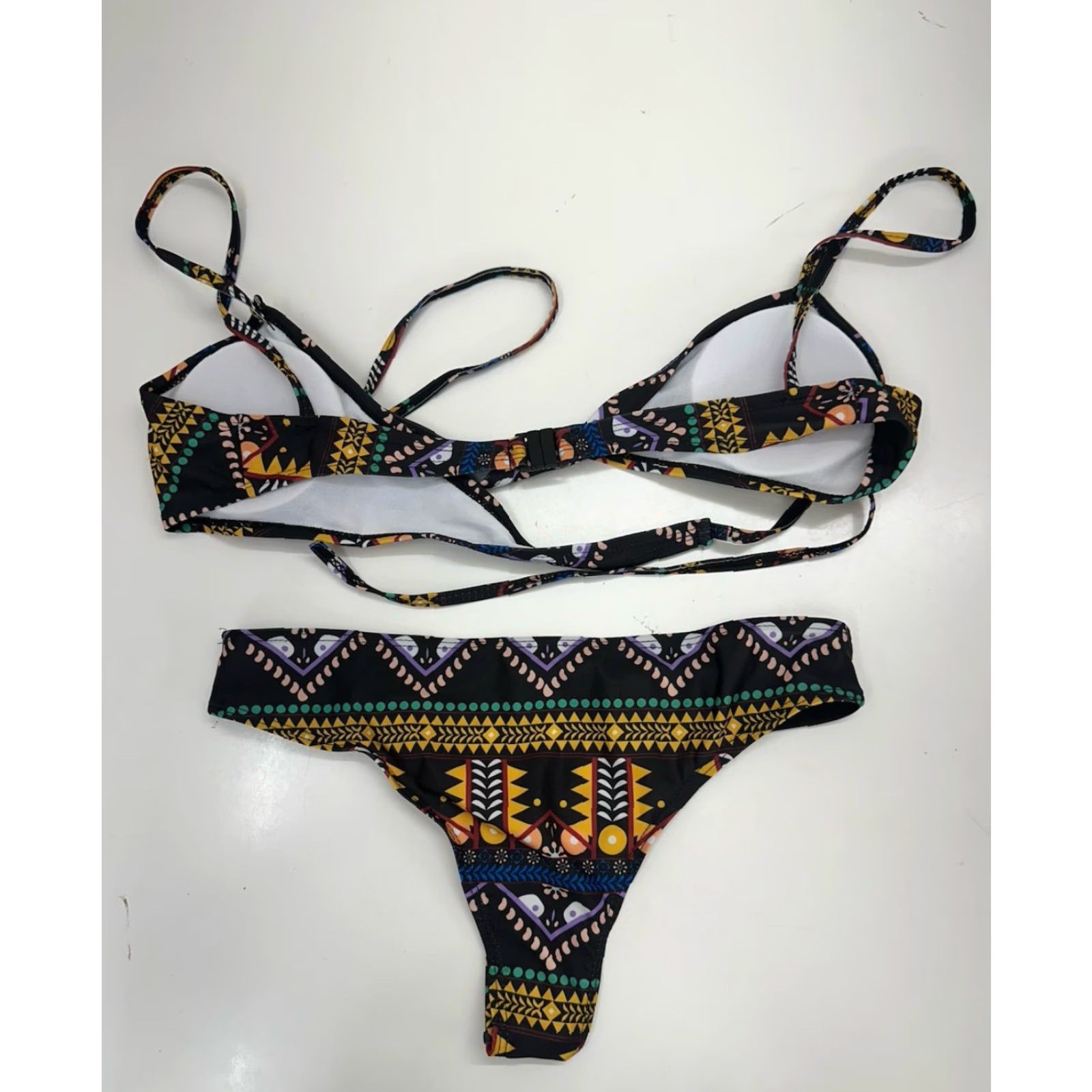 Vintage Unbranded Womens Bikini Two-Piece Swimsuit Medium Blue Solid Wrap Around Top Bottom Padded Beach Size M / US 6-8 / IT 42-44 - 5 Thumbnail