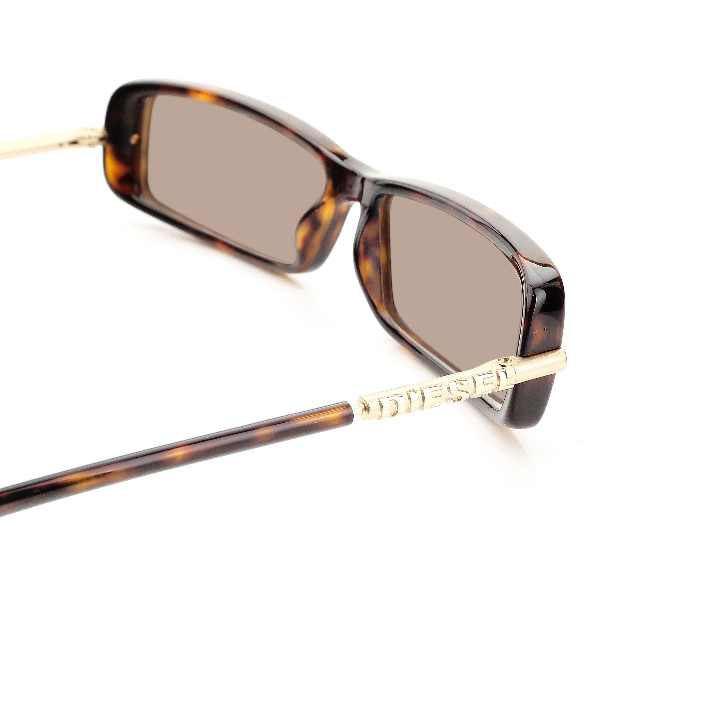 Diesel Diesel '00s Gold Signature Brown Lens Recatngular Sunglasses Size ONE SIZE - 2 Thumbnail