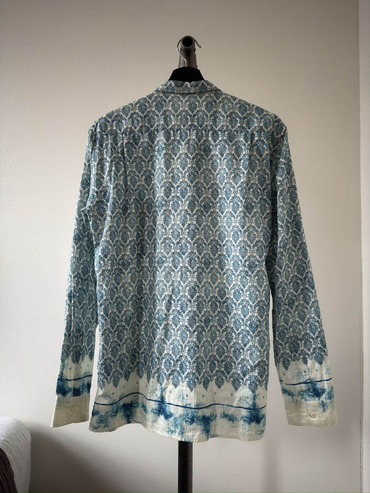 Ann Demeulemeester SS13 Blue Paisley Dye-Splotch Shirt Size US S / EU 44-46 / 1 - 2 Thumbnail