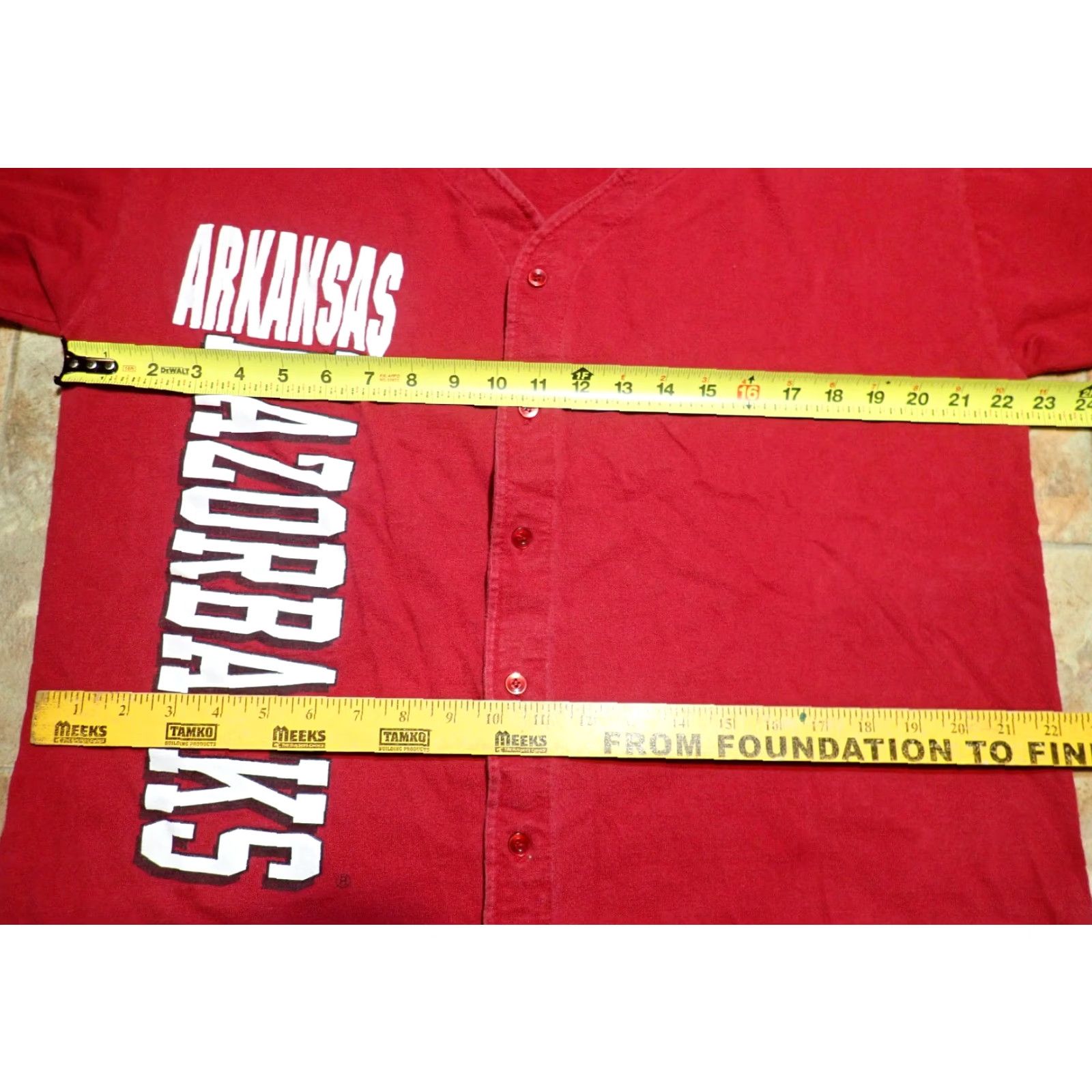 NCAA VINTAGE Arkansas Razorbacks NCAA Button Shirt Mens L Large Red 1980s Baseball Uniform Size US L / EU 52-54 / 3 - 5 Thumbnail
